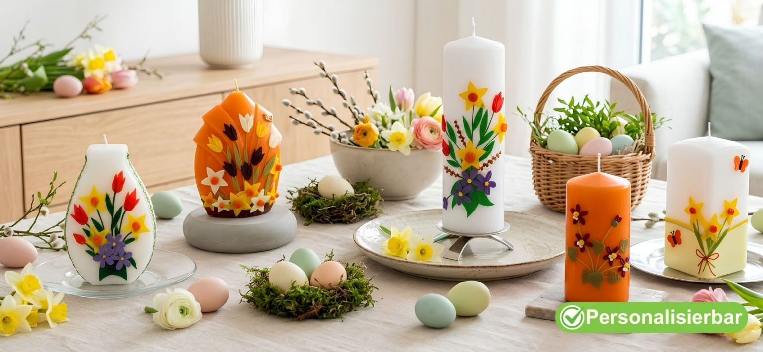 Frühlingshafte Osterkerzen