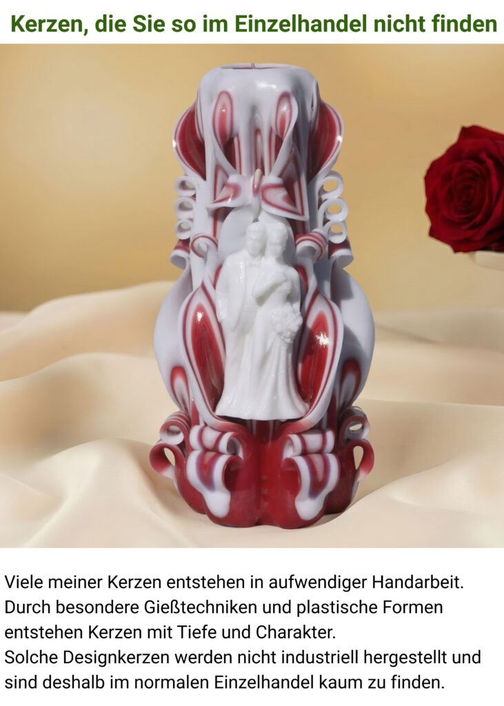 Handgefertigte Designkerze aus Wachs mit plastischer Struktur