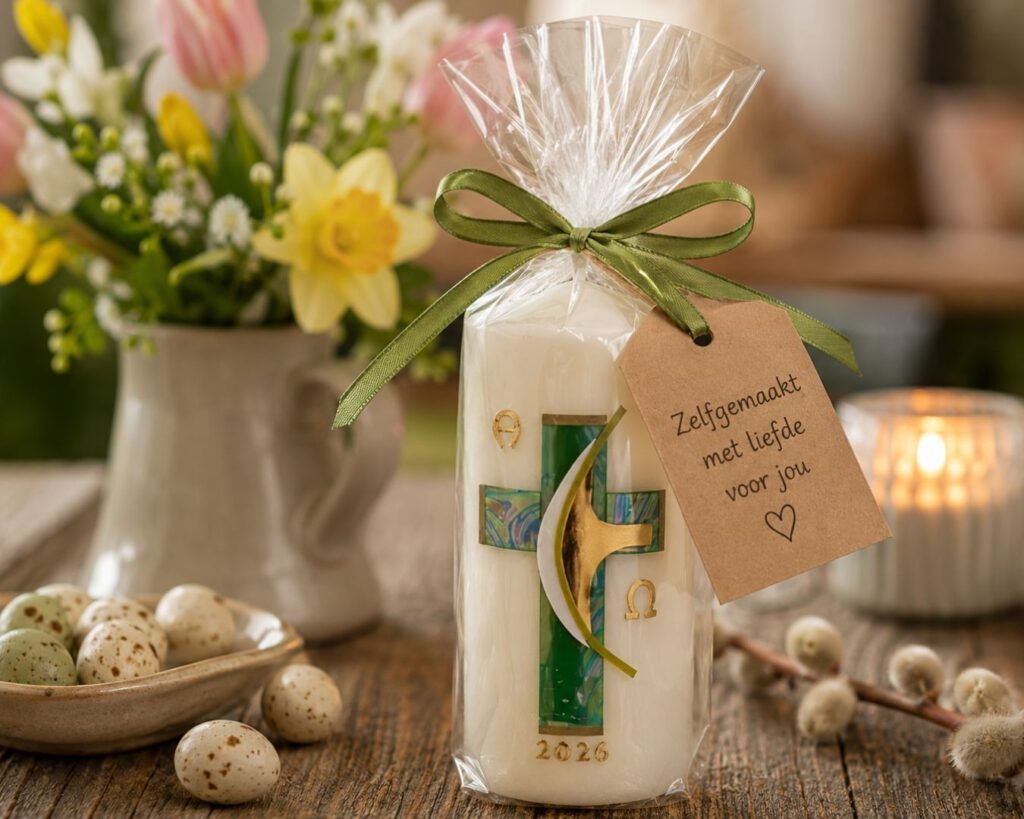 Verpackte handverzierte Kerze mit Anhänger Zelfgemaakt met liefde voor jou