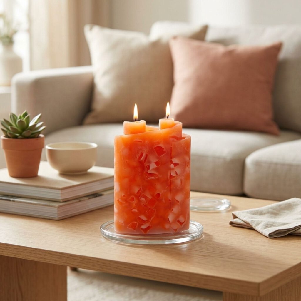 Wohnzimmer gemütlich einrichten: Moderne Farben und natürliche Dekoideen für 2026 WOK1430 Orange