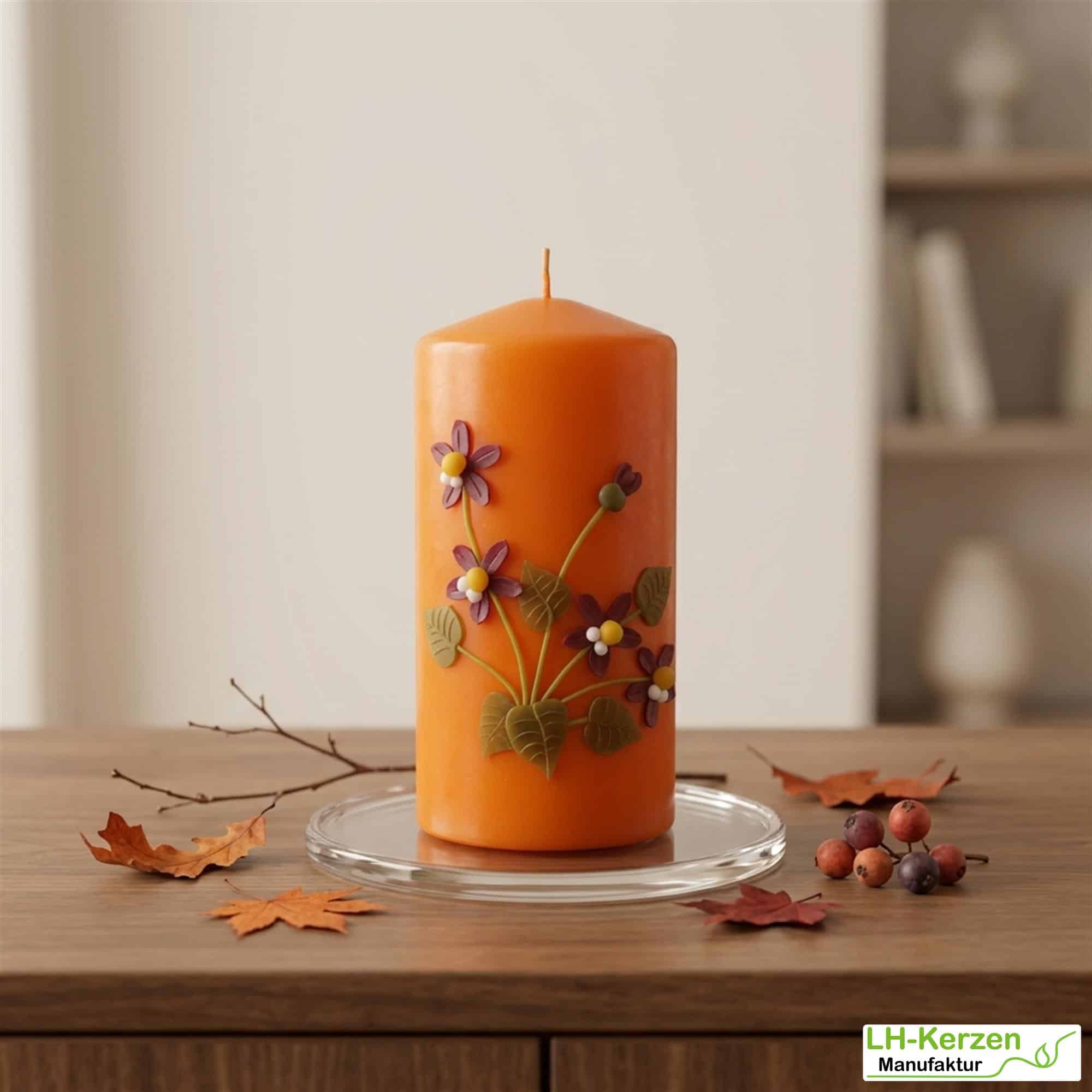 Rustikale Blütenkerze mit Hornveilchen – stimmungsvolle Kerzendeko für Frühling und Herbst