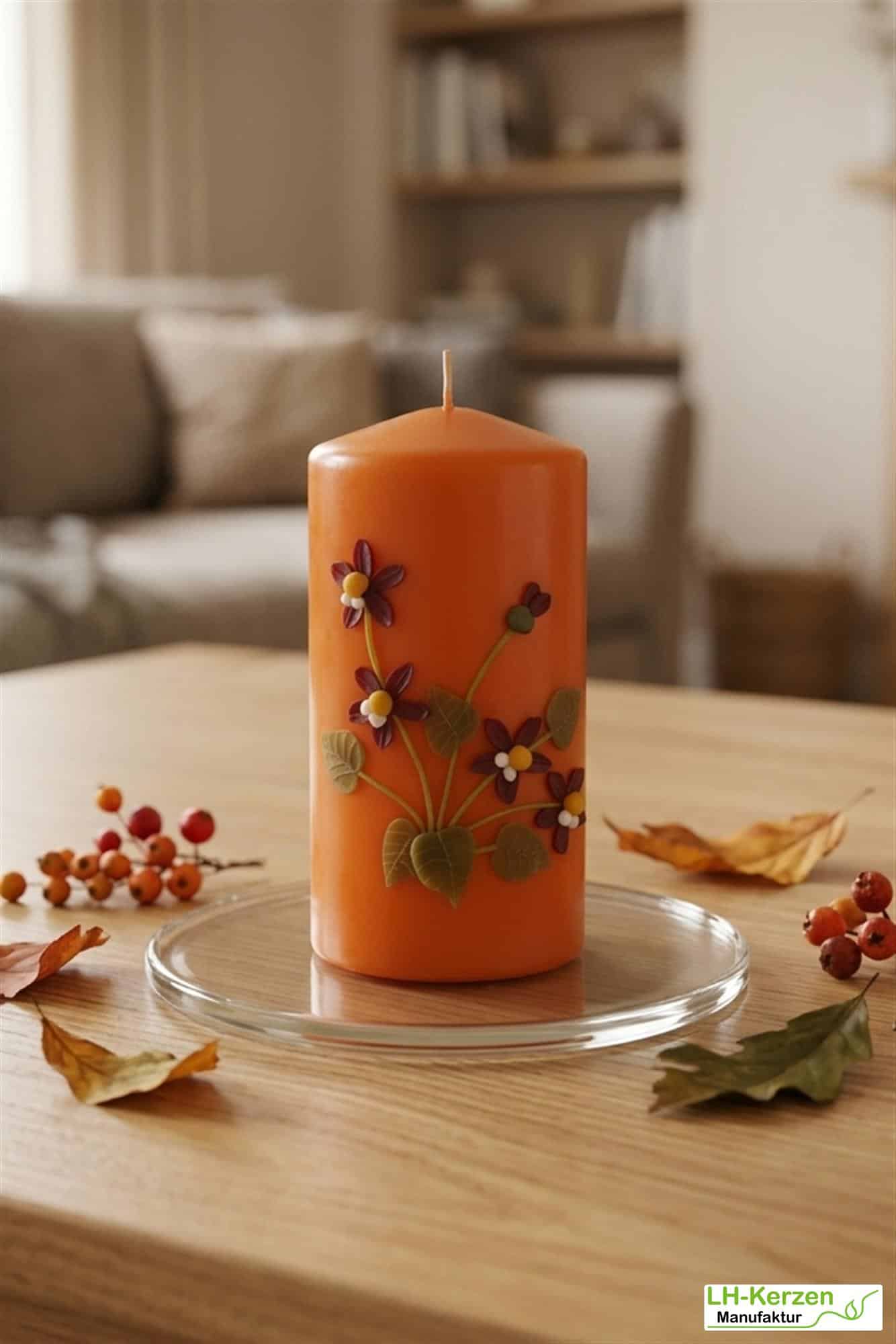 Rustikale Blütenkerze mit Hornveilchen – stimmungsvolle Kerzendeko für Frühling und Herbst