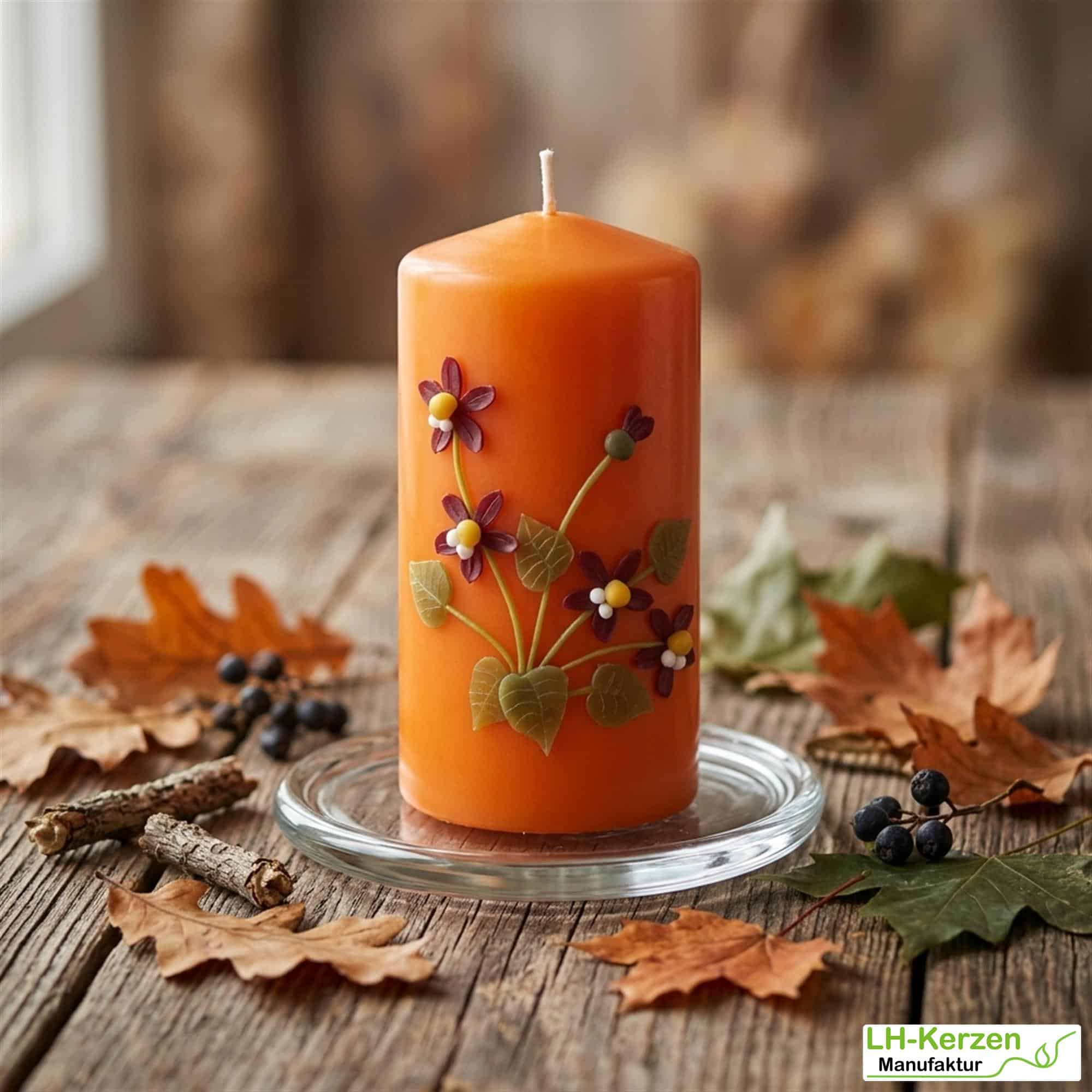 Rustikale Blütenkerze mit Hornveilchen – stimmungsvolle Kerzendeko für Frühling und Herbst