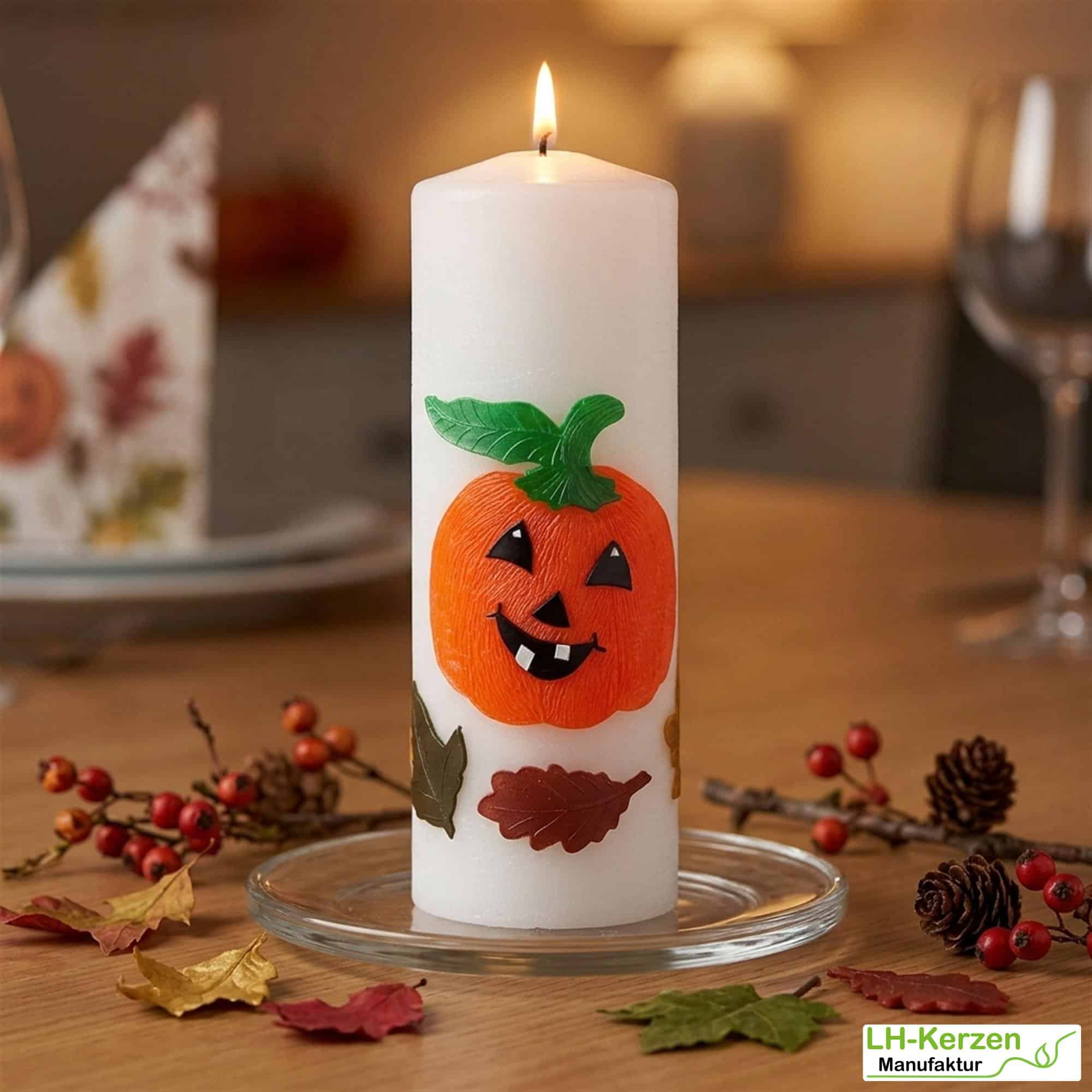 Herbstliche Deko mit Charme: Personalisierbare Kürbis-Kerze als Hingucker für Fensterbank oder Tisch