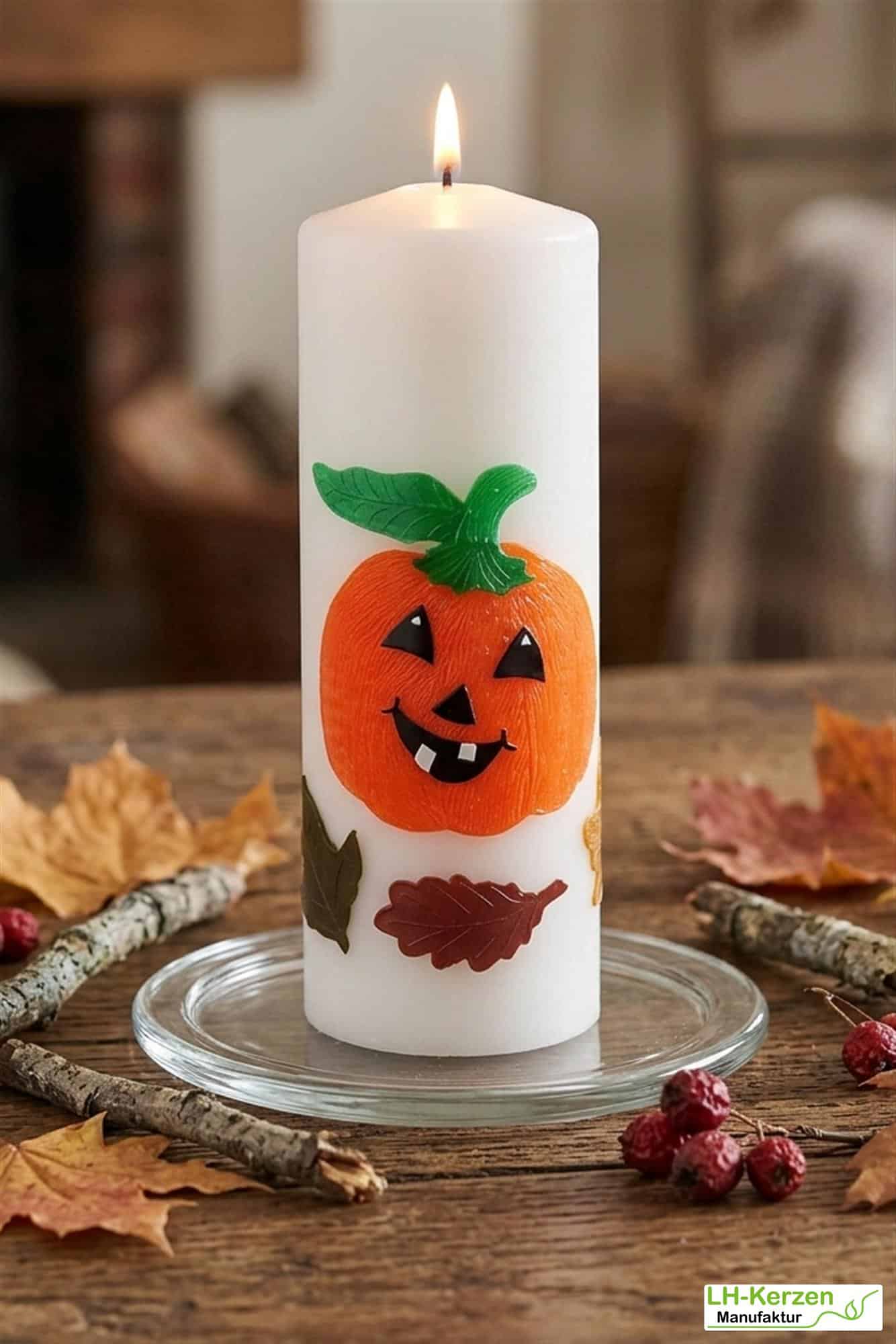Herbstliche Deko mit Charme: Personalisierbare Kürbis-Kerze als Hingucker für Fensterbank oder Tisch