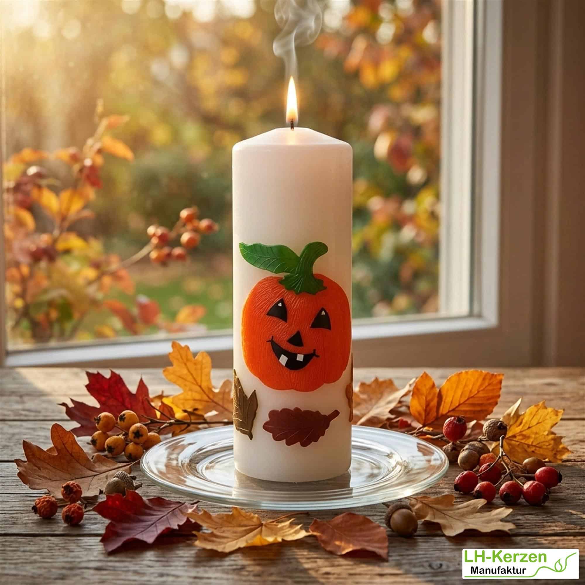 Herbstliche Deko mit Charme: Personalisierbare Kürbis-Kerze als Hingucker für Fensterbank oder Tisch
