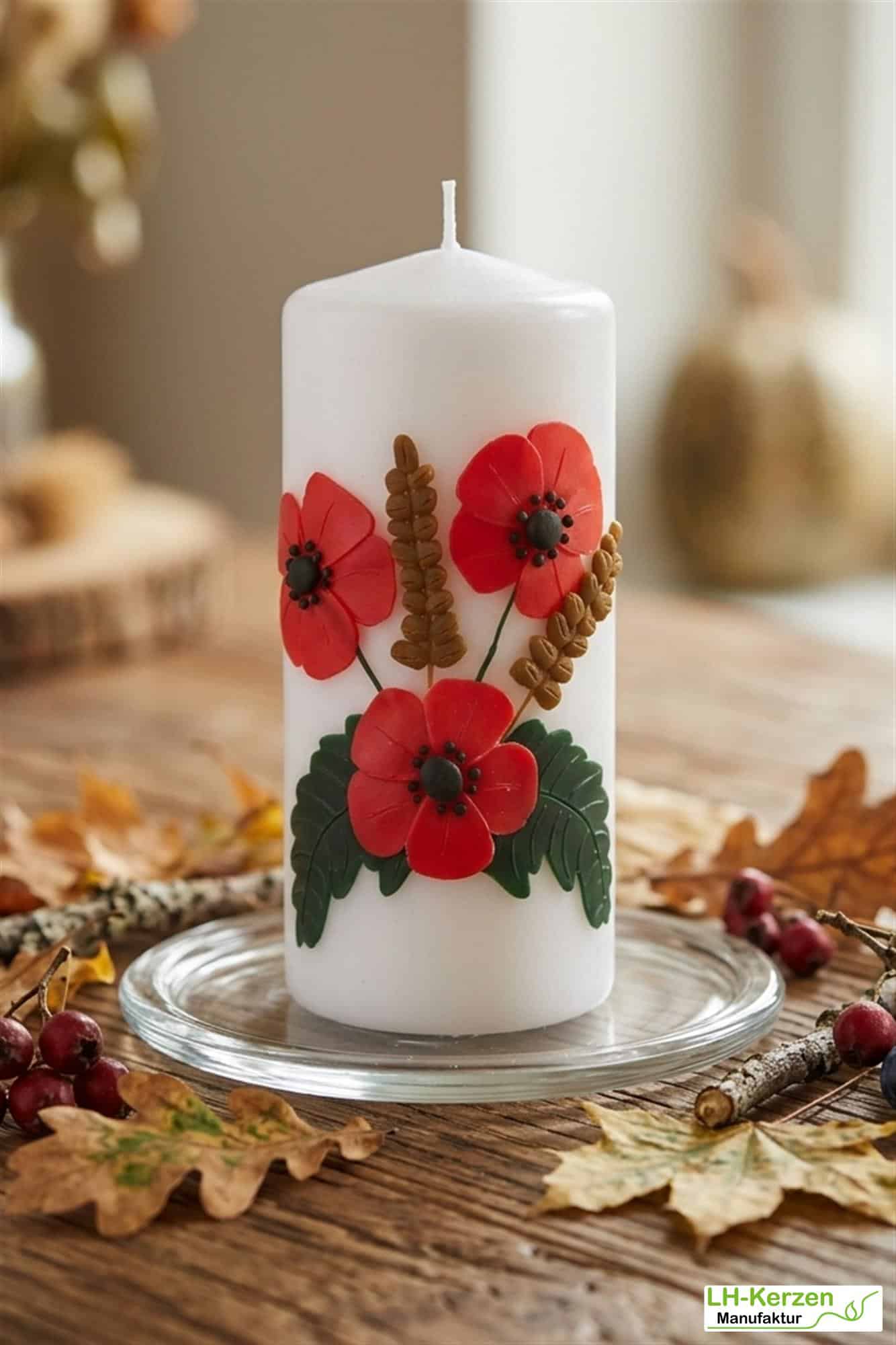 Leuchtende Herbstdeko mit Klatschmohn und Ähren – personalisierbar, liebevoll von Hand gestaltet