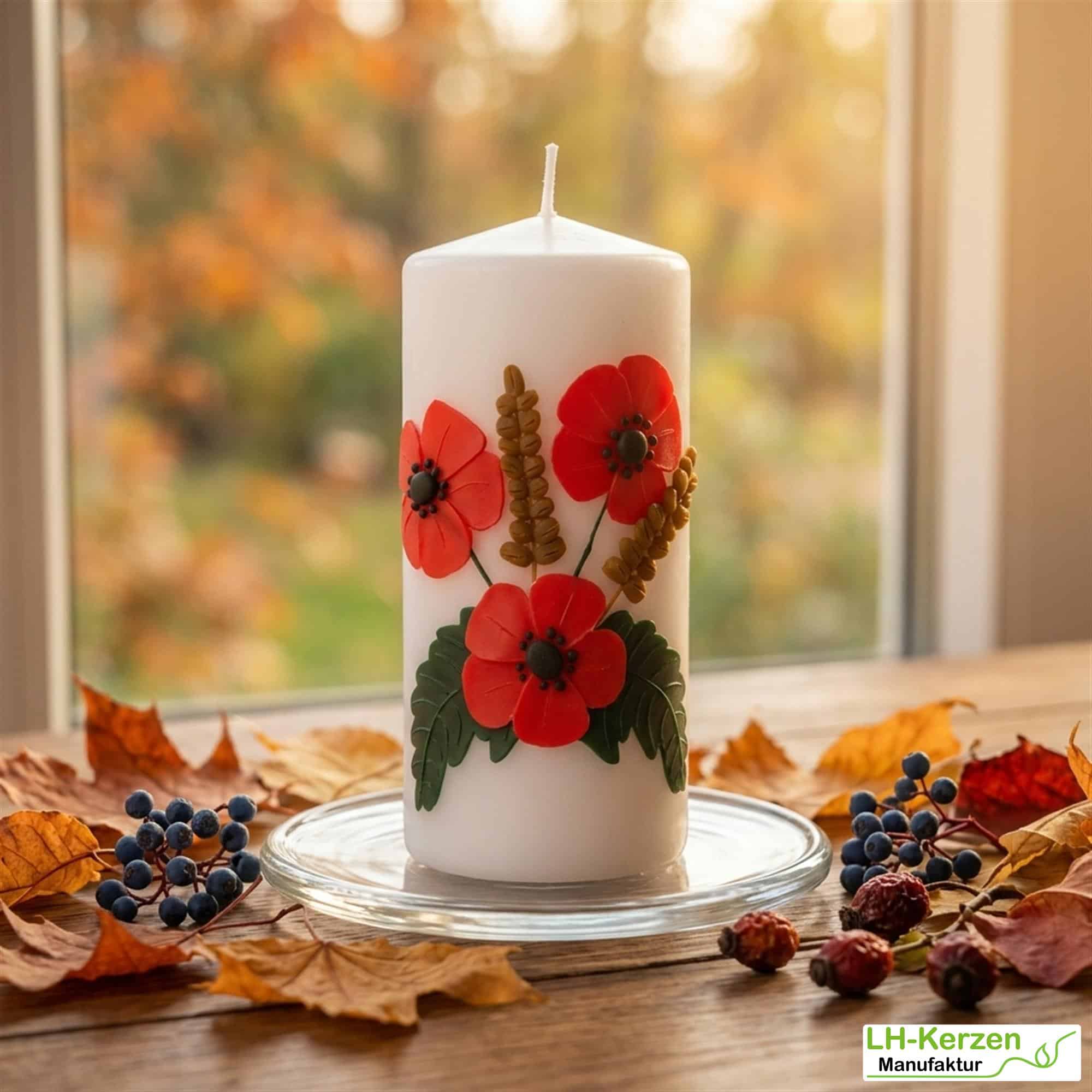 Leuchtende Herbstdeko mit Klatschmohn und Ähren – personalisierbar, liebevoll von Hand gestaltet