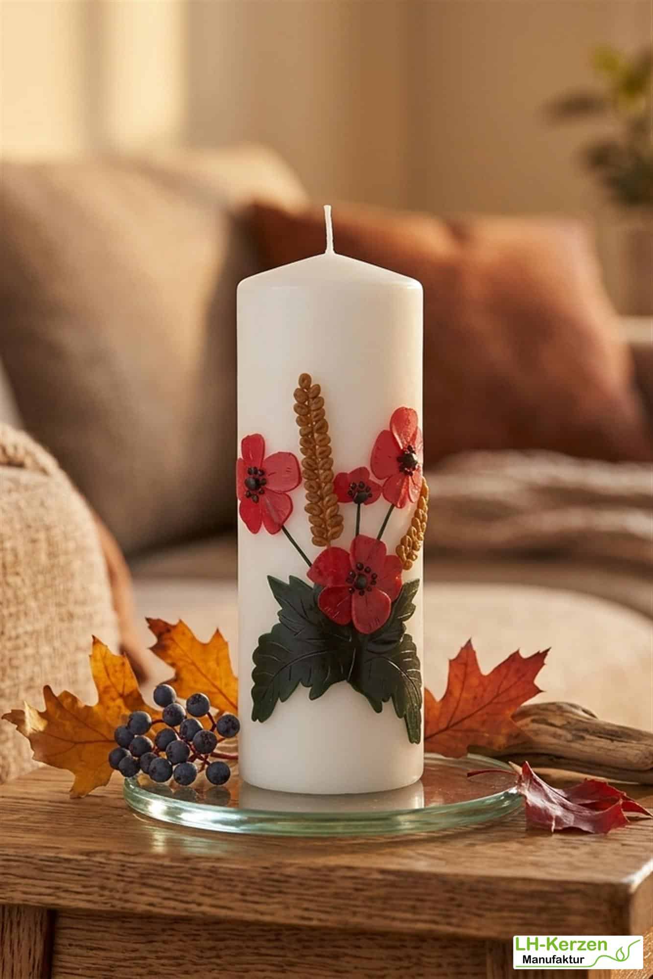 Leuchtende Herbstdeko mit Klatschmohn und Ähren – personalisierbar, liebevoll von Hand gestaltet
