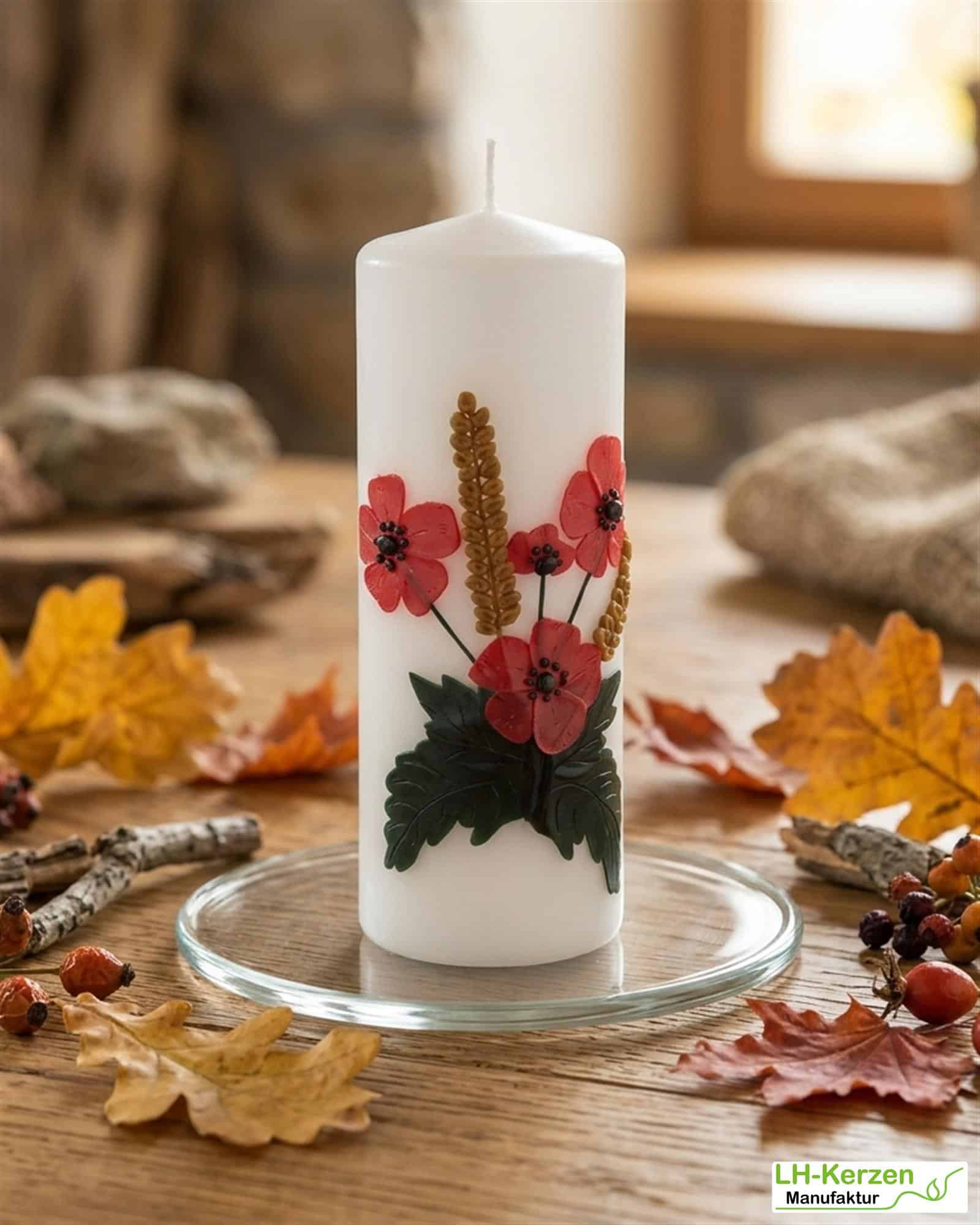 Leuchtende Herbstdeko mit Klatschmohn und Ähren – personalisierbar, liebevoll von Hand gestaltet