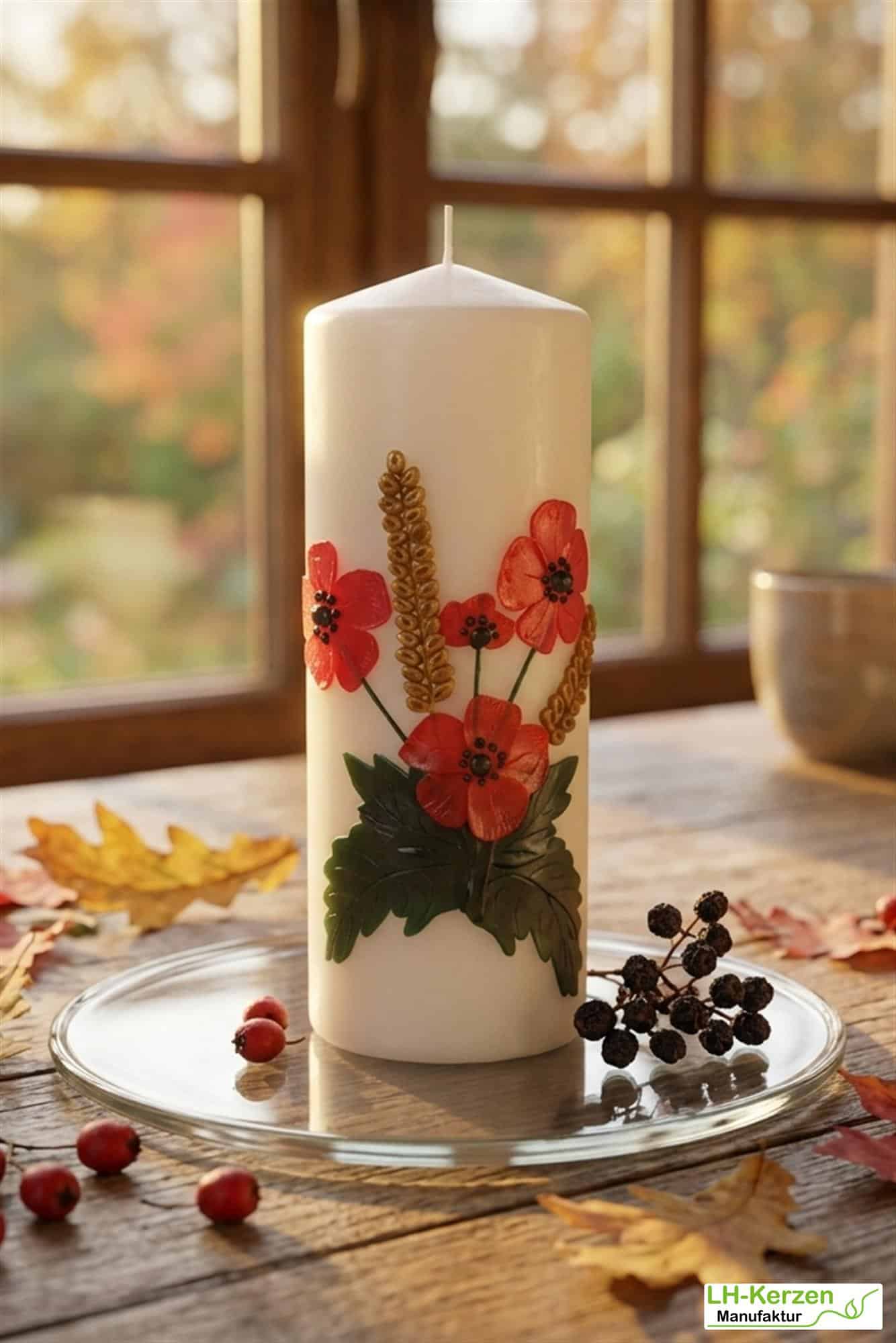 Leuchtende Herbstdeko mit Klatschmohn und Ähren – personalisierbar, liebevoll von Hand gestaltet