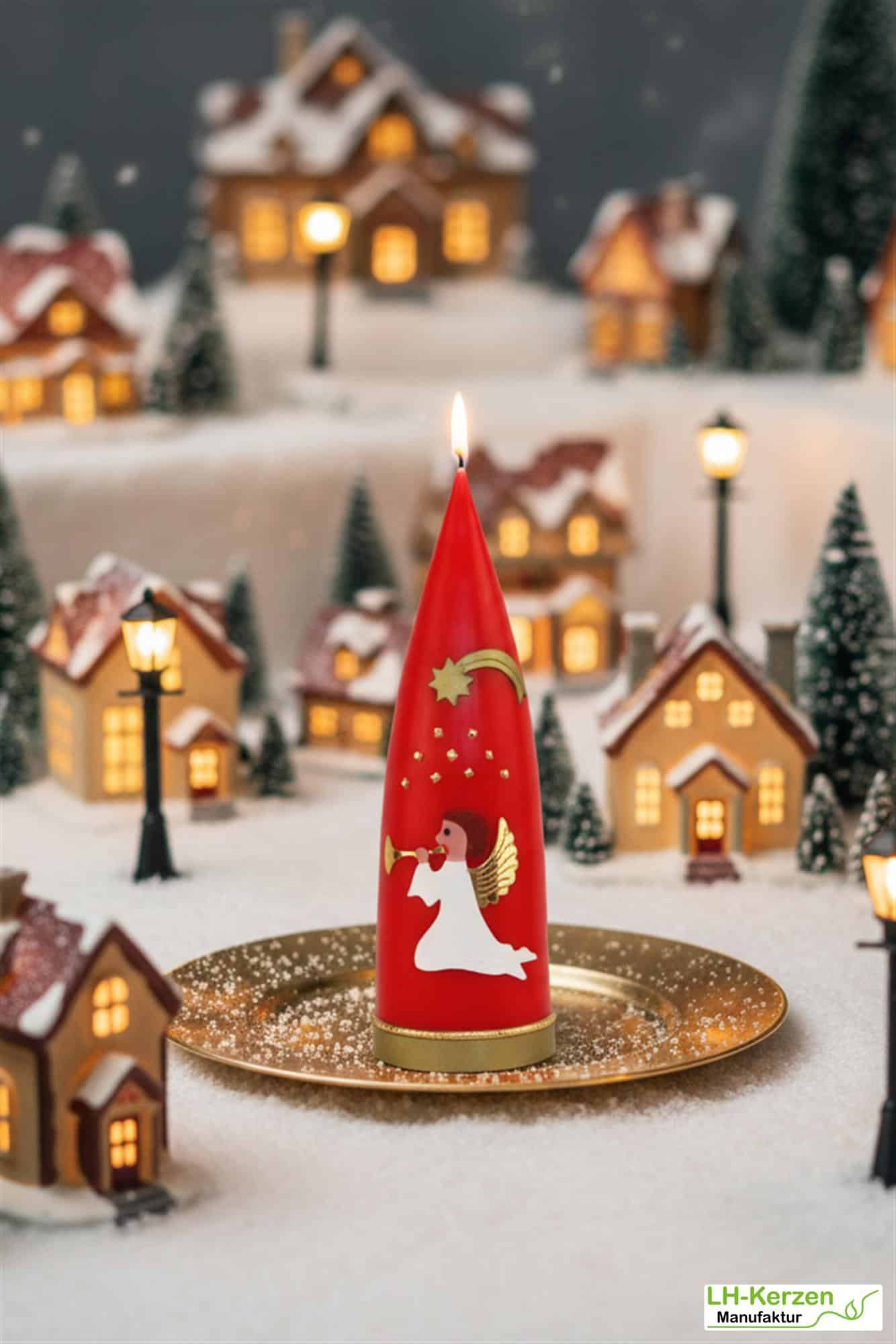 Personalisierbare rote Weihnachtskerze mit Engel und Stern –Festliche Dekoration für die Adventszeit