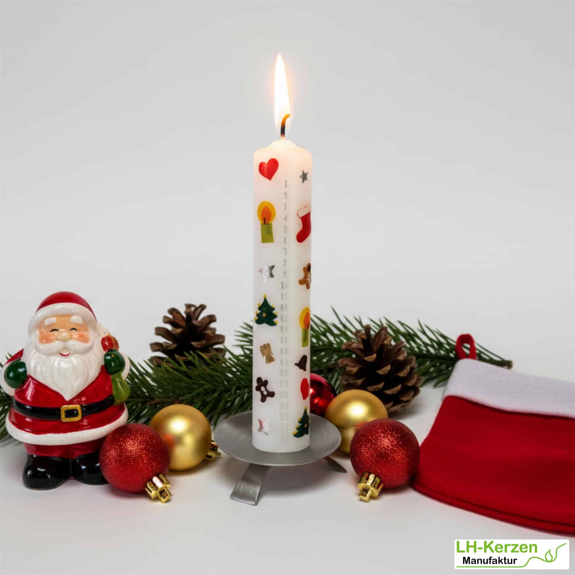 Adventskalenderkerze personalisierbar – Herz, Kerze, Stern, Weihnachtsbaum, Engel, Lebkuchenmann