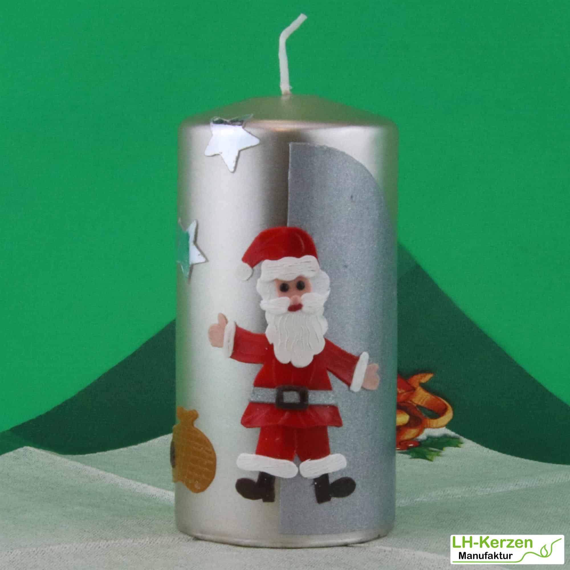 Silberne Weihnachtskerze Nikolaus