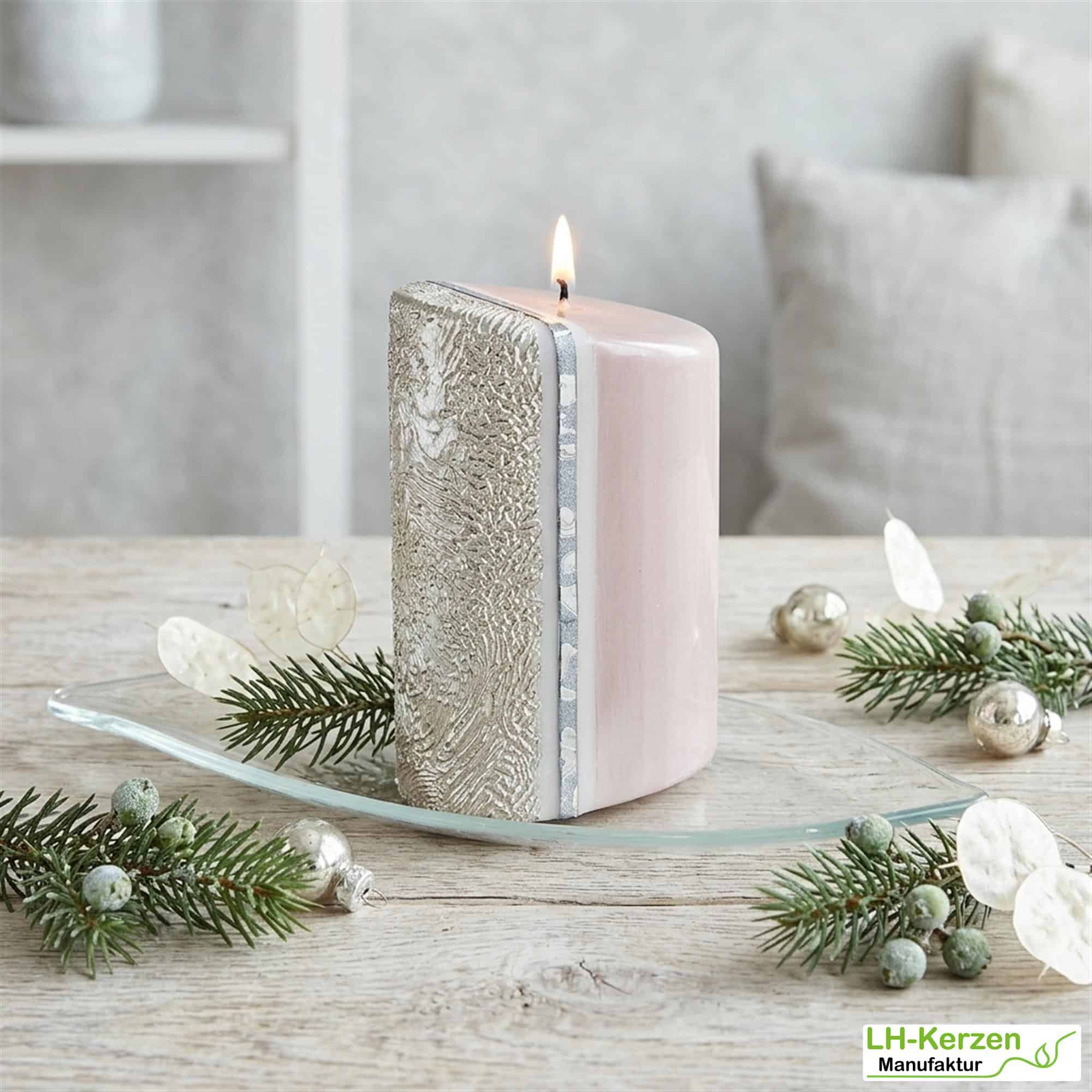 Oval Designkerze "Atica" – Elegantes Design in Taupe und Gold