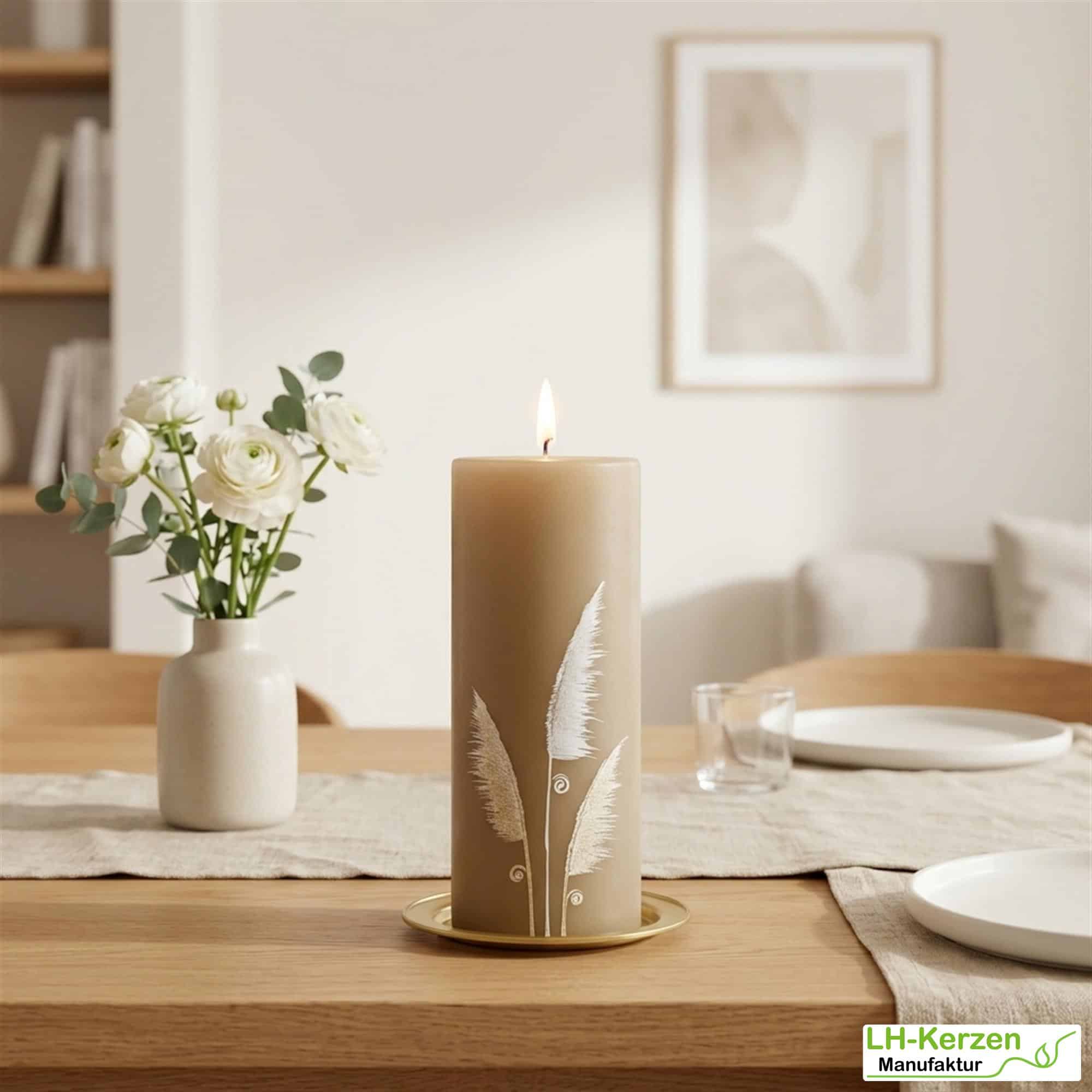 Olivgoldene Formkerze 'AuraElegance', Ovales Design – Edel & Dekorativ