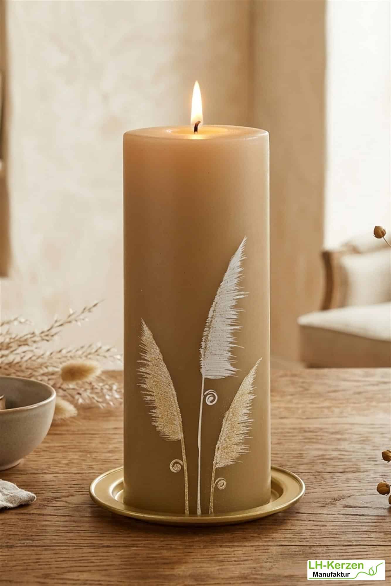 Olivgoldene Formkerze 'AuraElegance', Ovales Design – Edel & Dekorativ