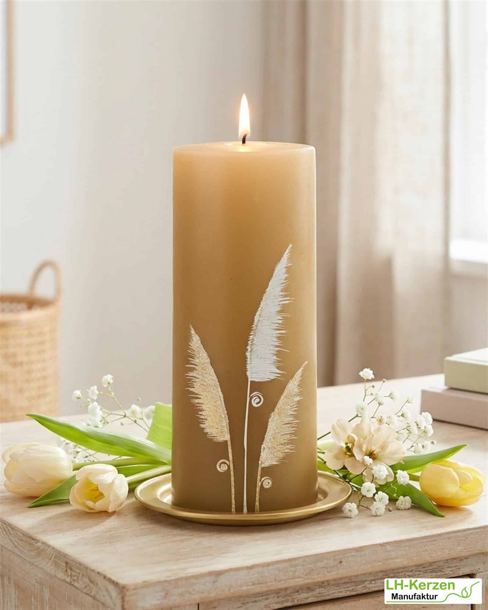 Olivgoldene Formkerze 'AuraElegance', Ovales Design – Edel & Dekorativ