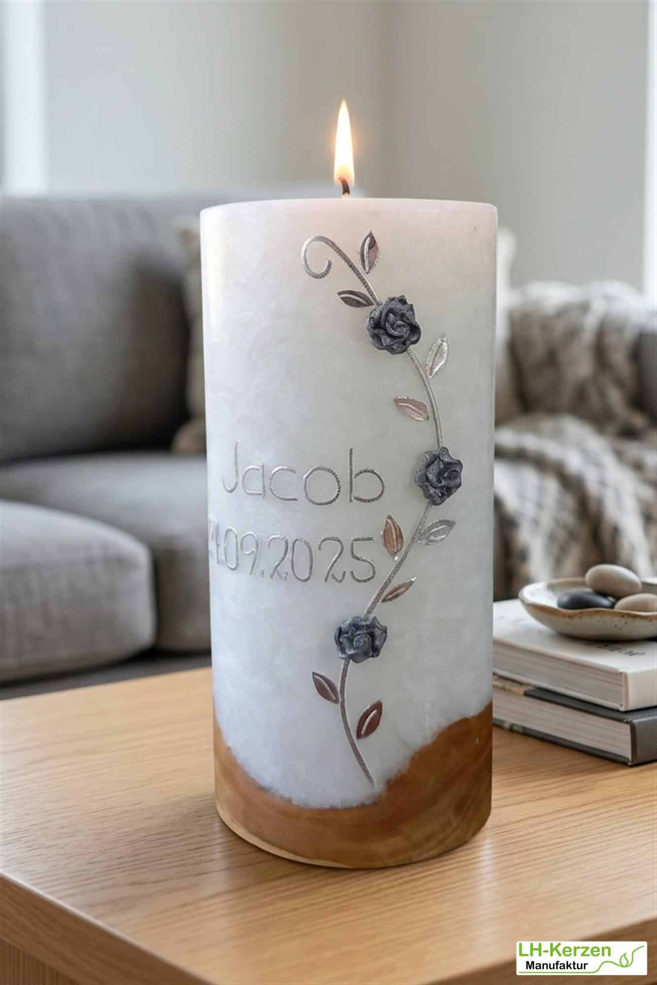 Kerze mit Holzelement 80x200 mit Teelicht – Nachhaltige Holzkerze für stilvolle Dekorationen