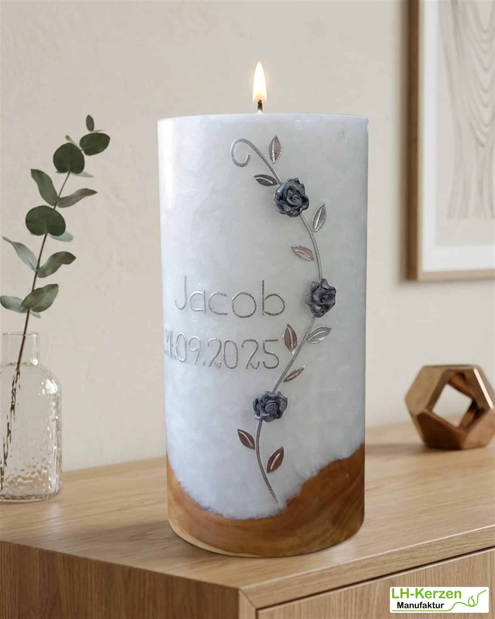 Kerze mit Holzelement 80x200 mit Teelicht – Nachhaltige Holzkerze für stilvolle Dekorationen