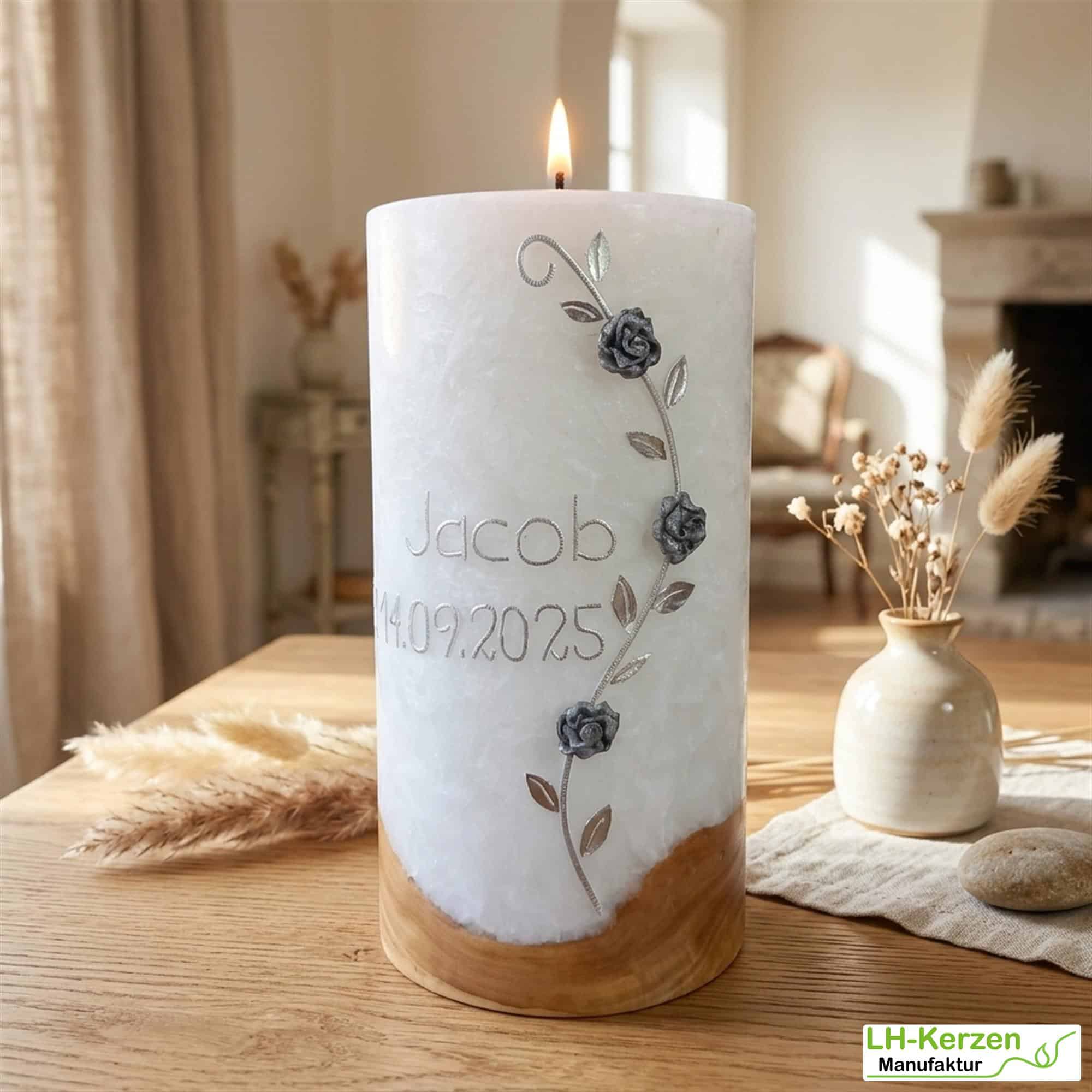 Kerze mit Holzelement 80x200 mit Teelicht – Nachhaltige Holzkerze für stilvolle Dekorationen