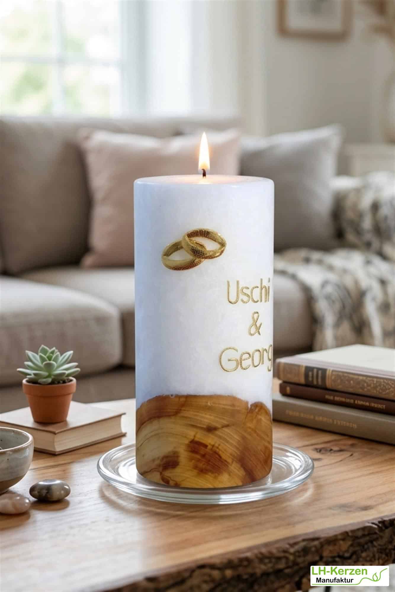 Kerze mit Holzelement 80x200 mit Teelicht – Nachhaltige Holzkerze für stilvolle Dekorationen