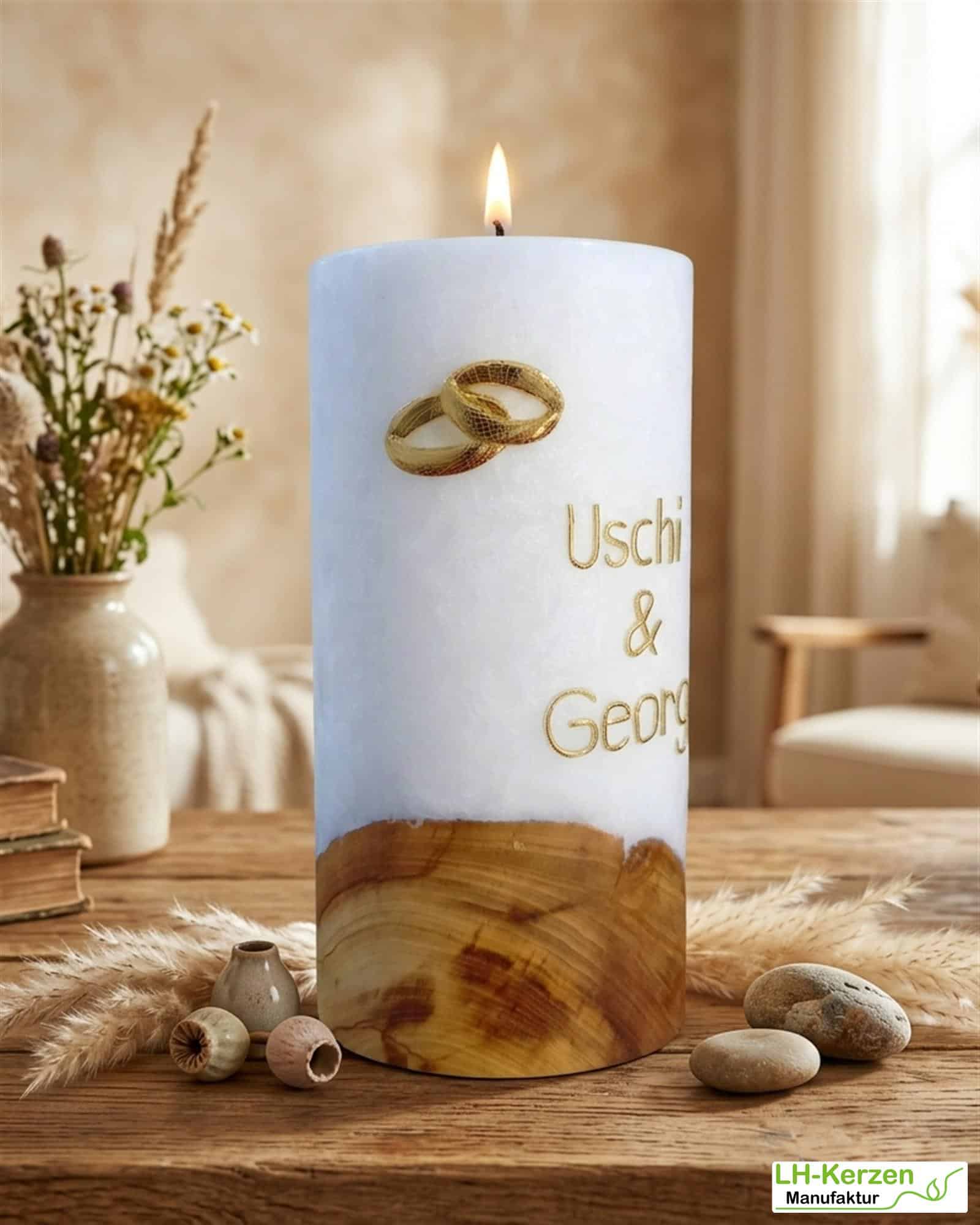 Kerze mit Holzelement 80x200 mit Teelicht – Nachhaltige Holzkerze für stilvolle Dekorationen