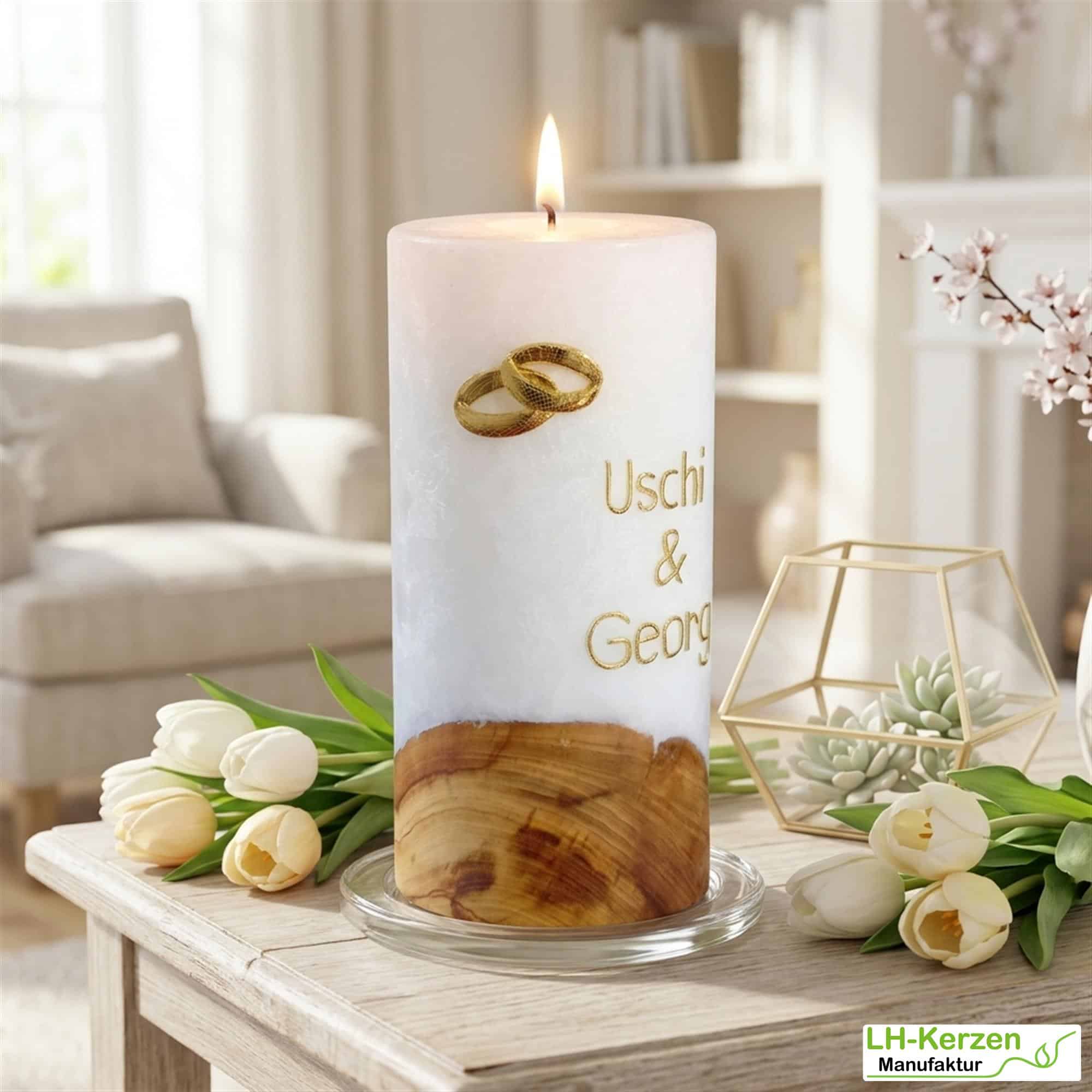 Kerze mit Holzelement 80x200 mit Teelicht – Nachhaltige Holzkerze für stilvolle Dekorationen