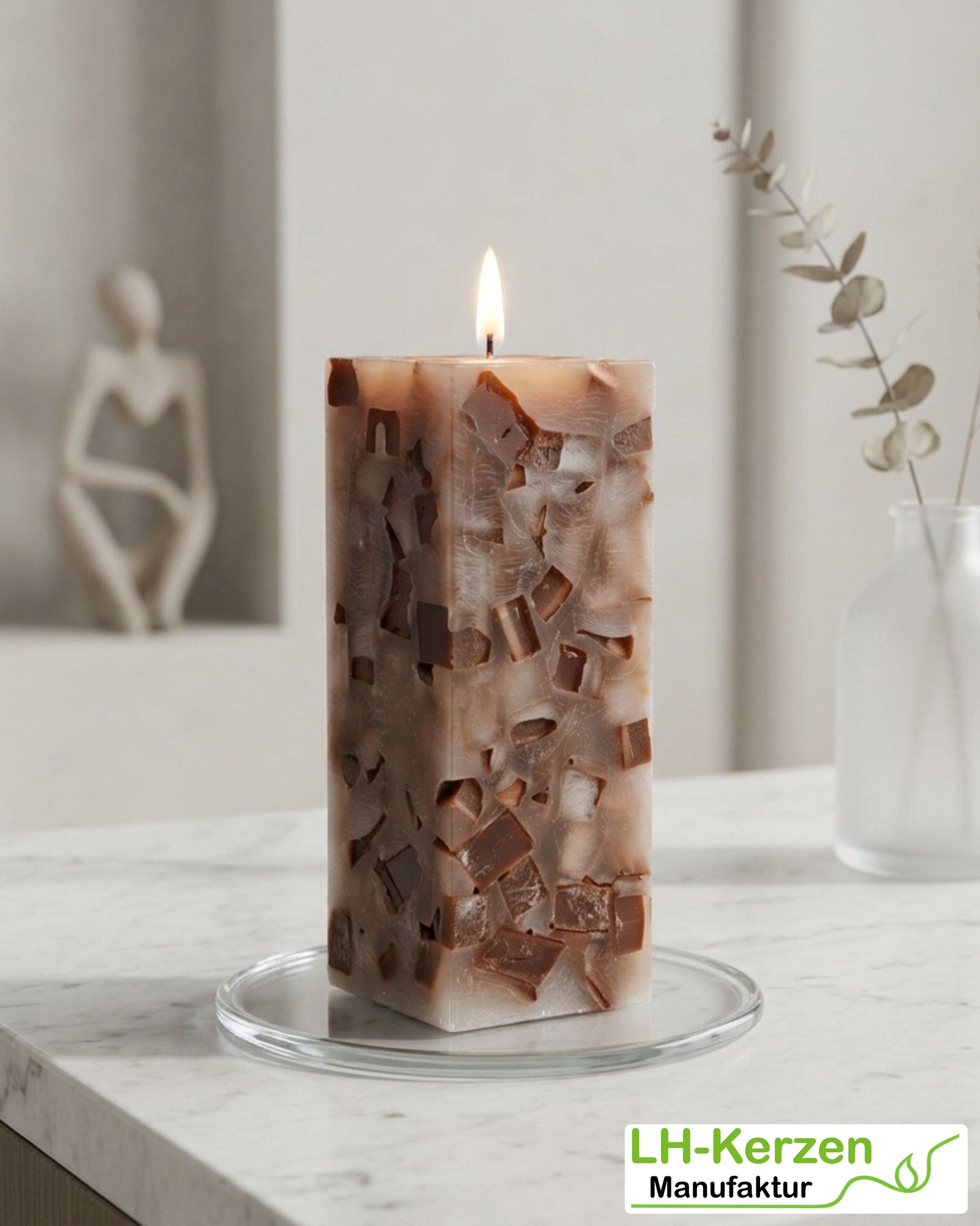 Braune Wohnkerze Viereck – Terre et Lumière für Eichenmöbel und Sideboard