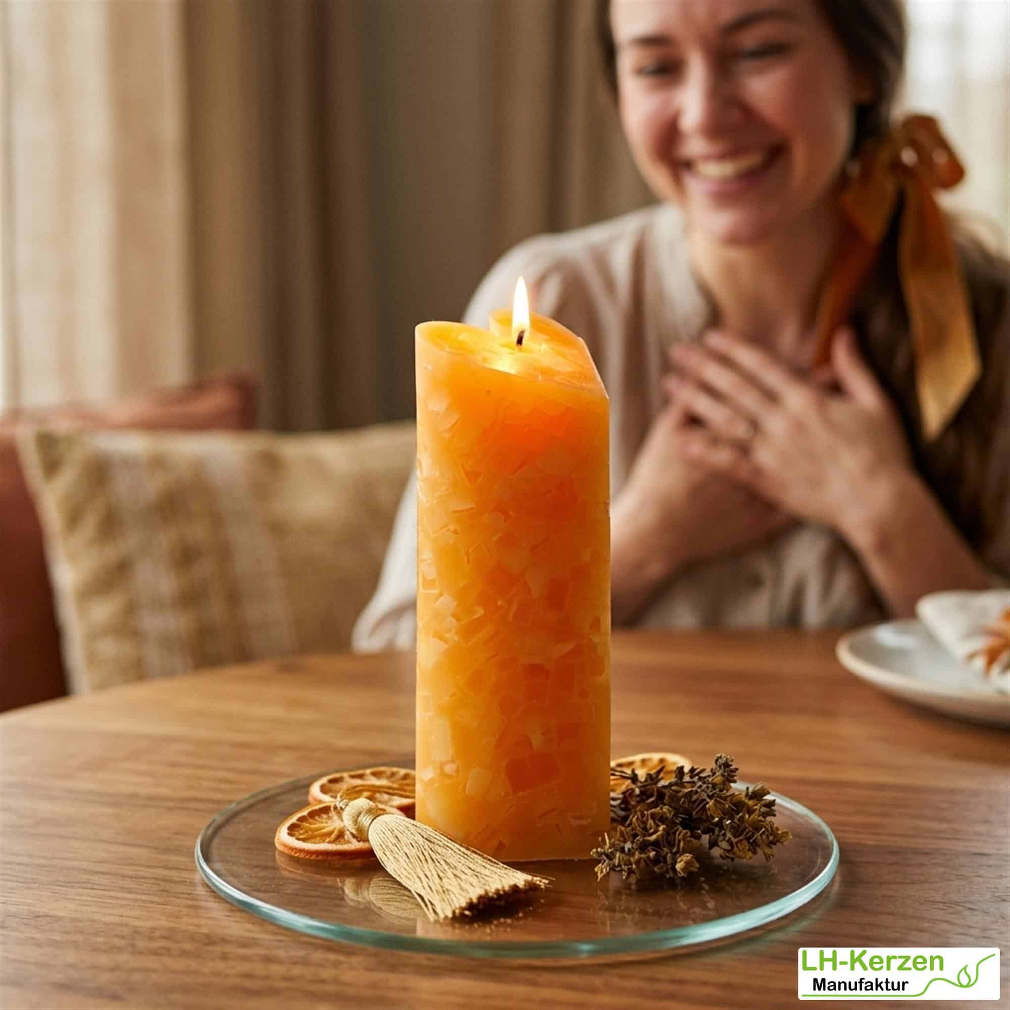 Gelbe Würfelwachskerze in Herzform, Herzkerze 'Sonnenschein', personalisierbar