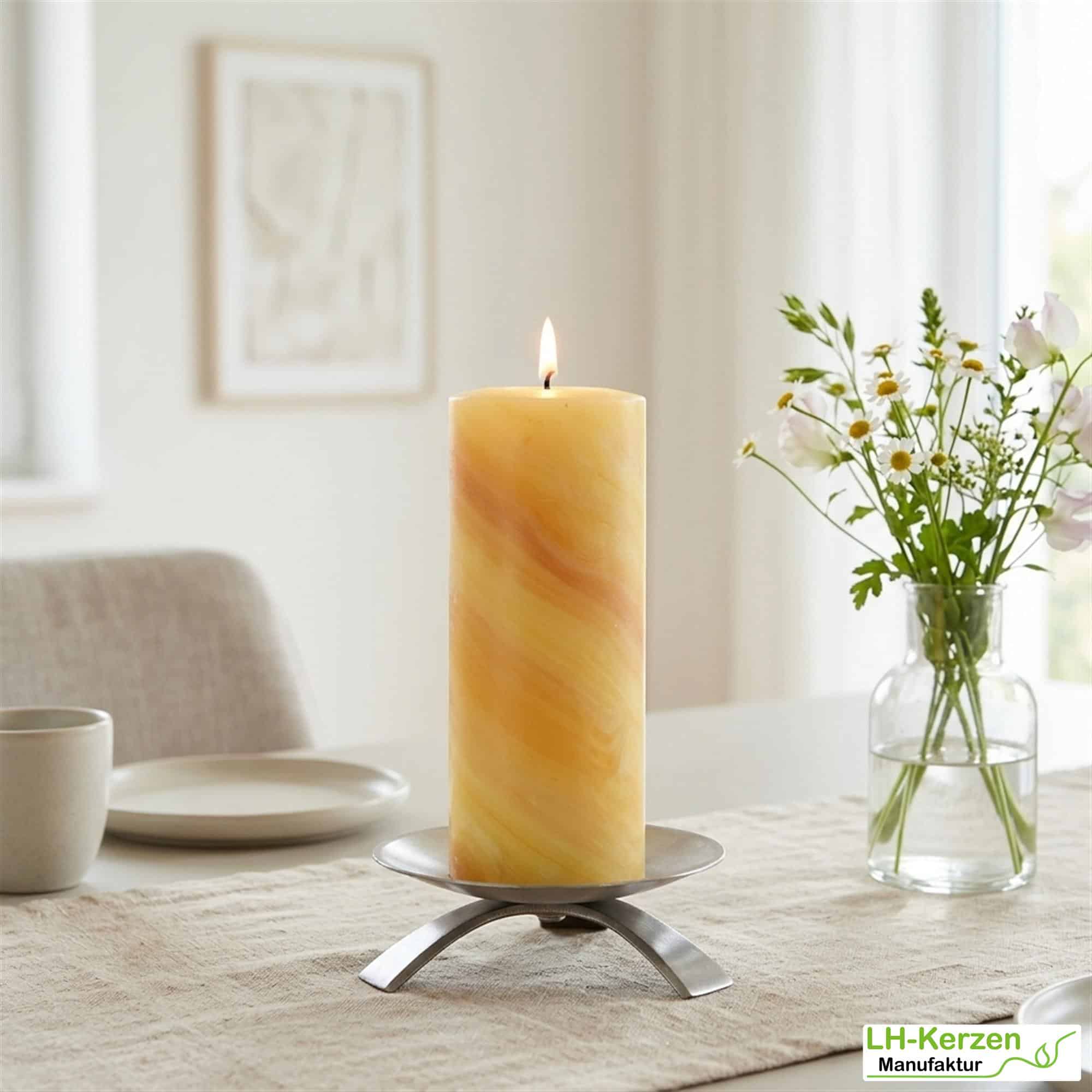 Handgeknetete Bienenwachs Kerze mit einzigartiger Maserung 150x60mm - Individuell und Öko