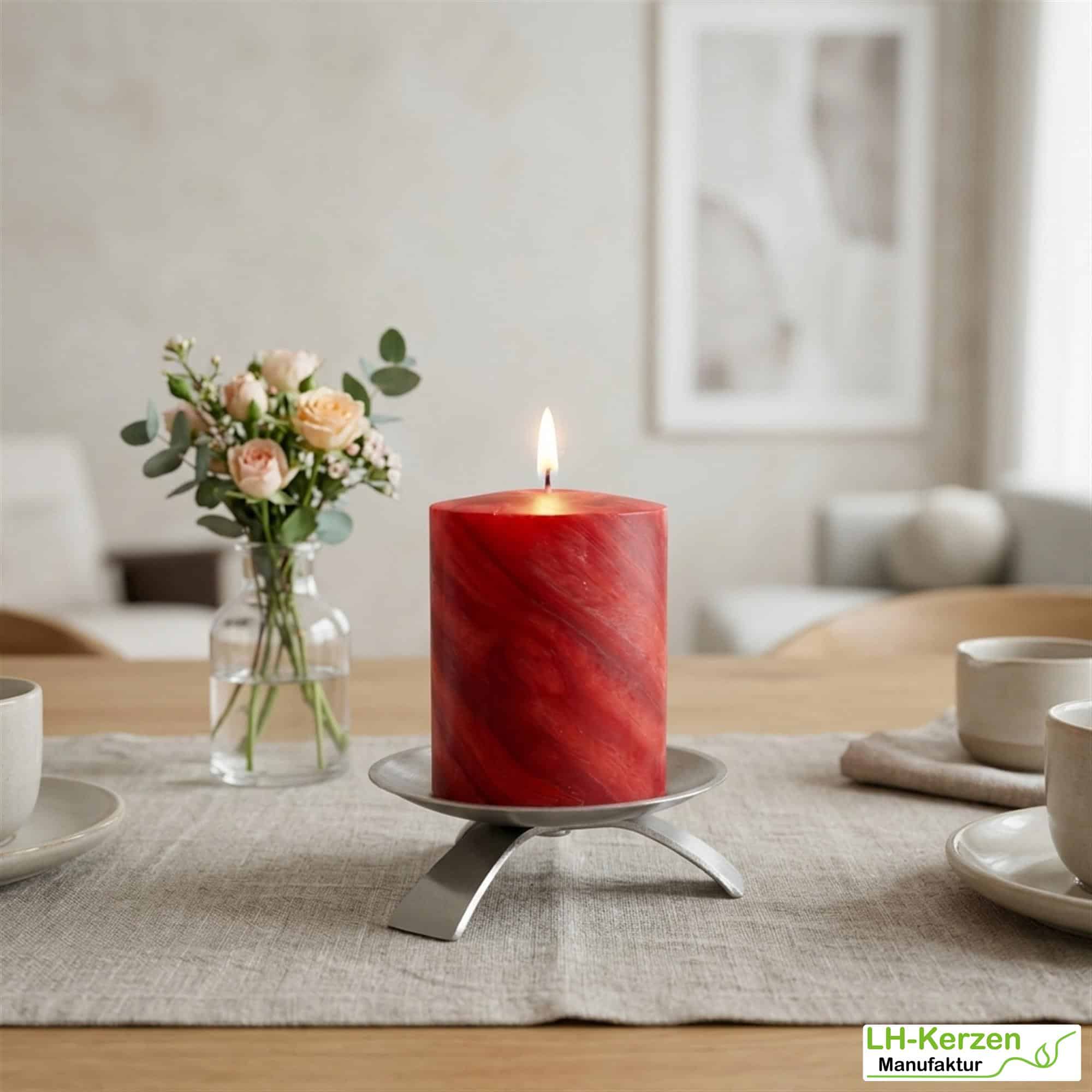 Rote Bienenwachskerze mit einzigartiger marmorierter Oberfläche, 25%, 80x60, kompakt & lebendig