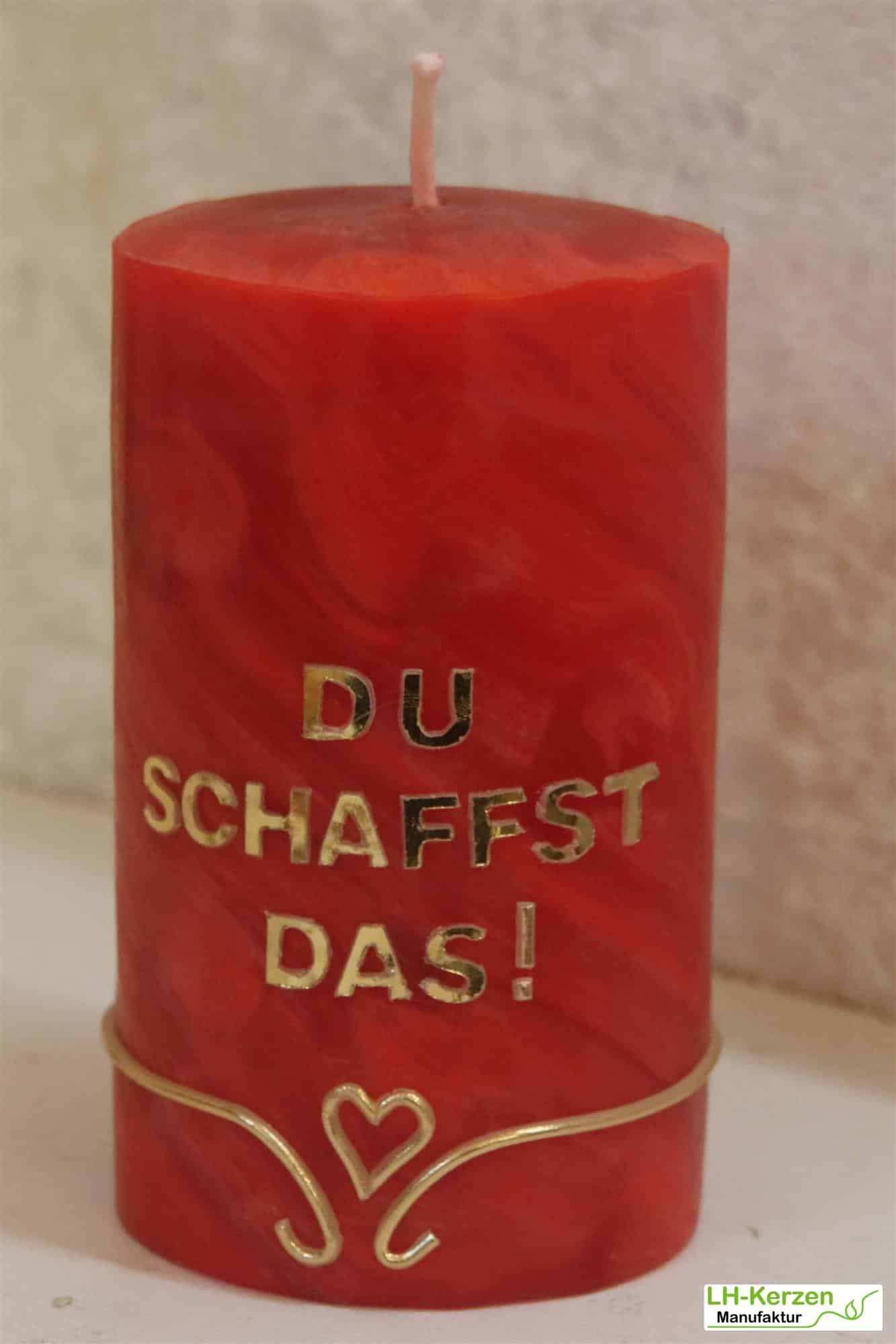 Rote Bienenwachskerze mit einzigartiger marmorierter Oberfläche, 25%, 100x50, lebhaft & individuell