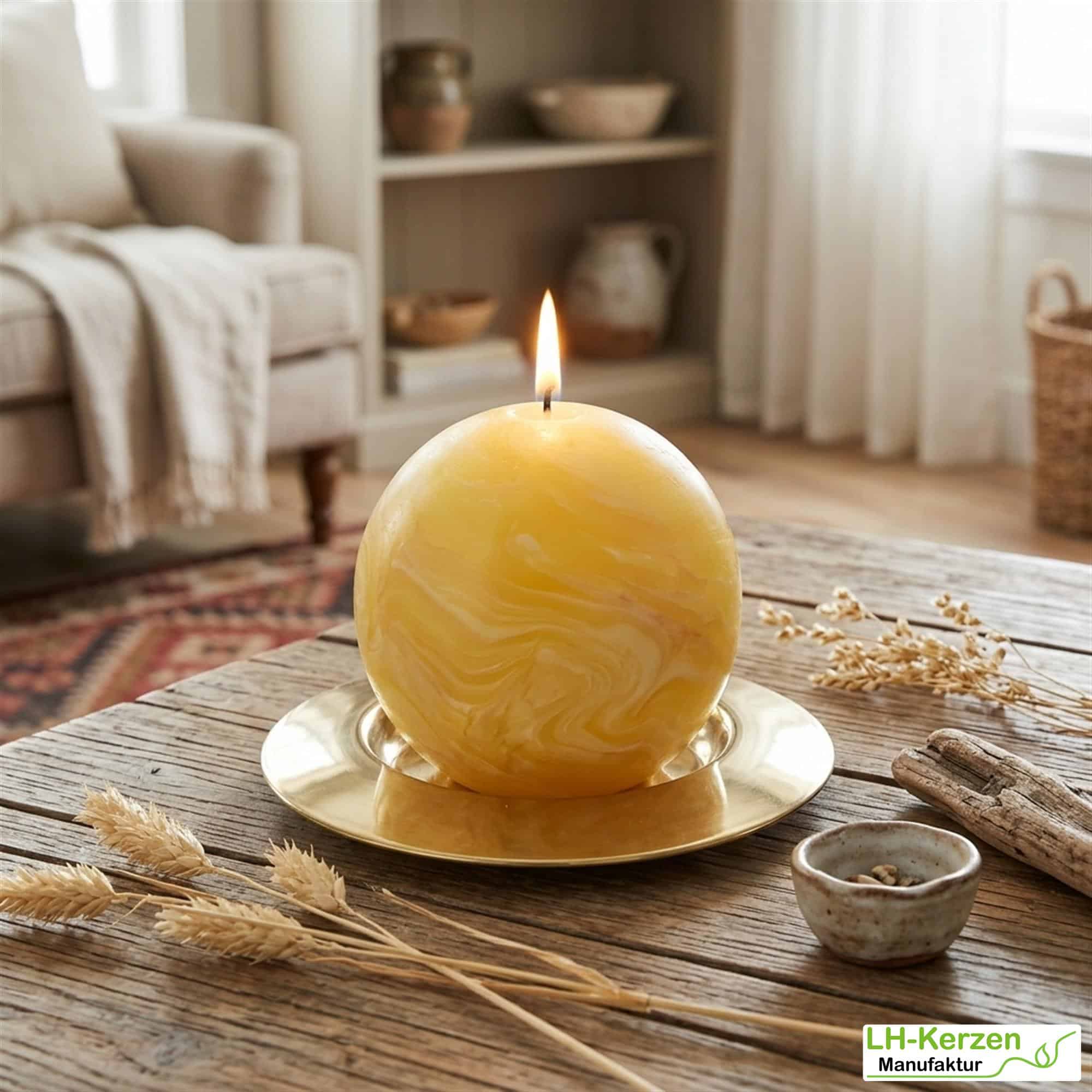 Bienenwachskerze als Kugelkerze