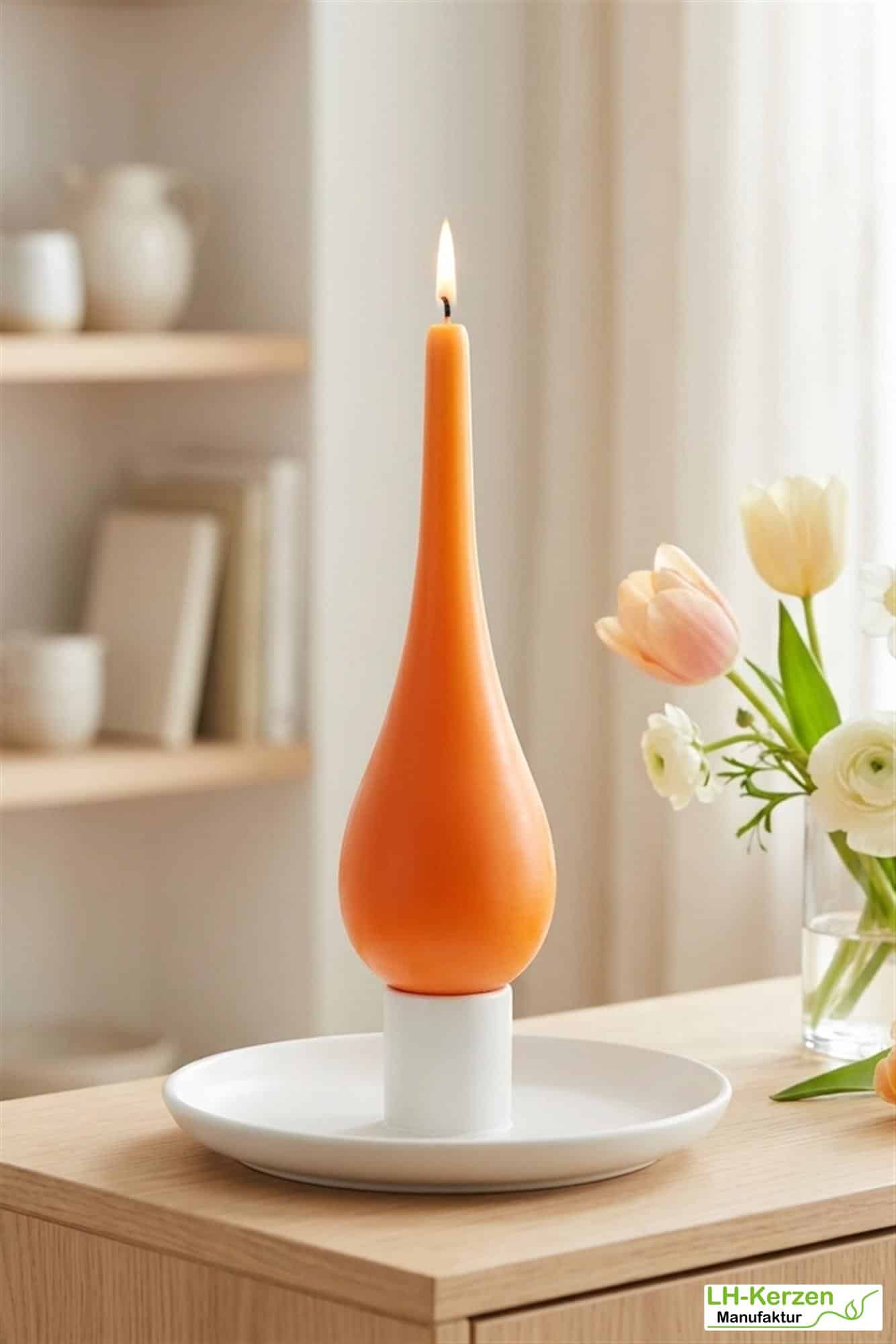 Orange Tropfenkerze – Herbstdeko & warme Lichtakzente