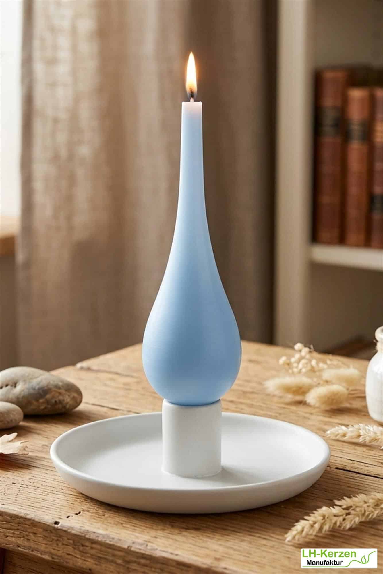 Tropfenkerze Hellblau – maritime Sommerkerze für Tischdeko & Geschenkideen