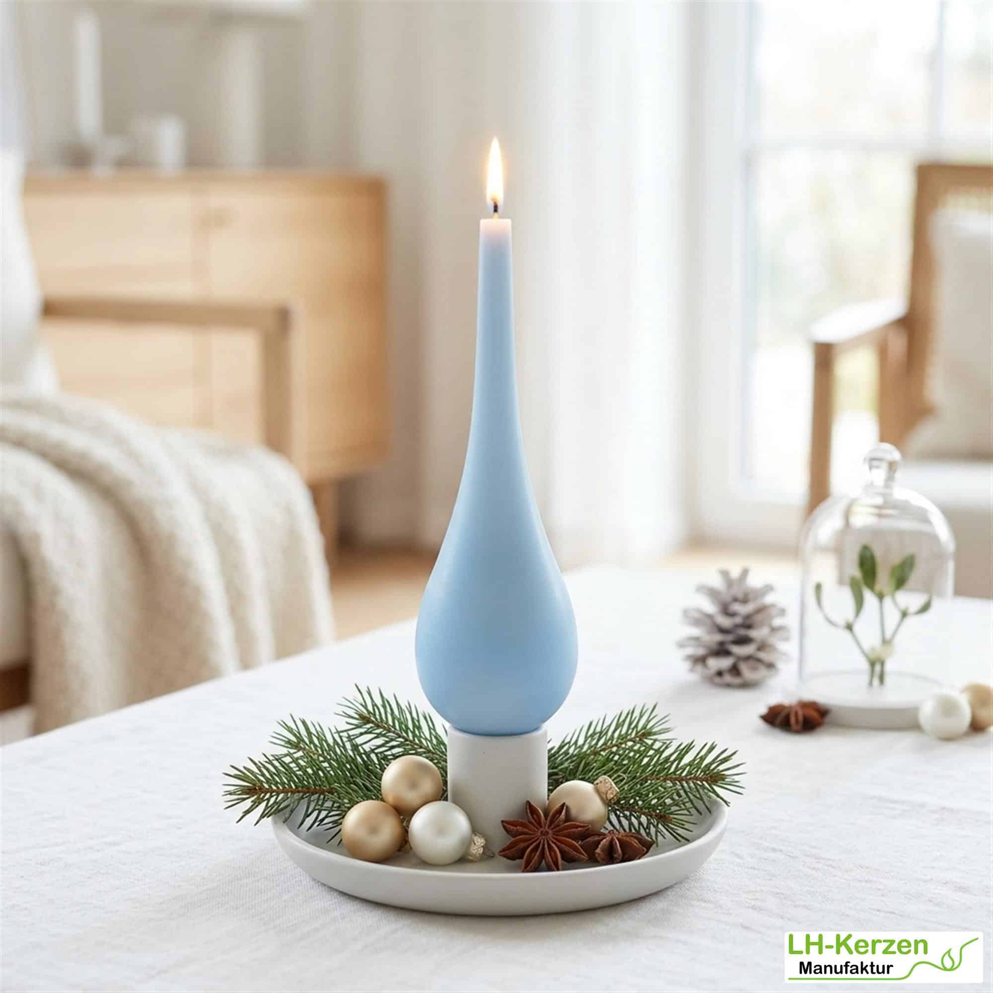 Tropfenkerze Hellblau – maritime Sommerkerze für Tischdeko & Geschenkideen