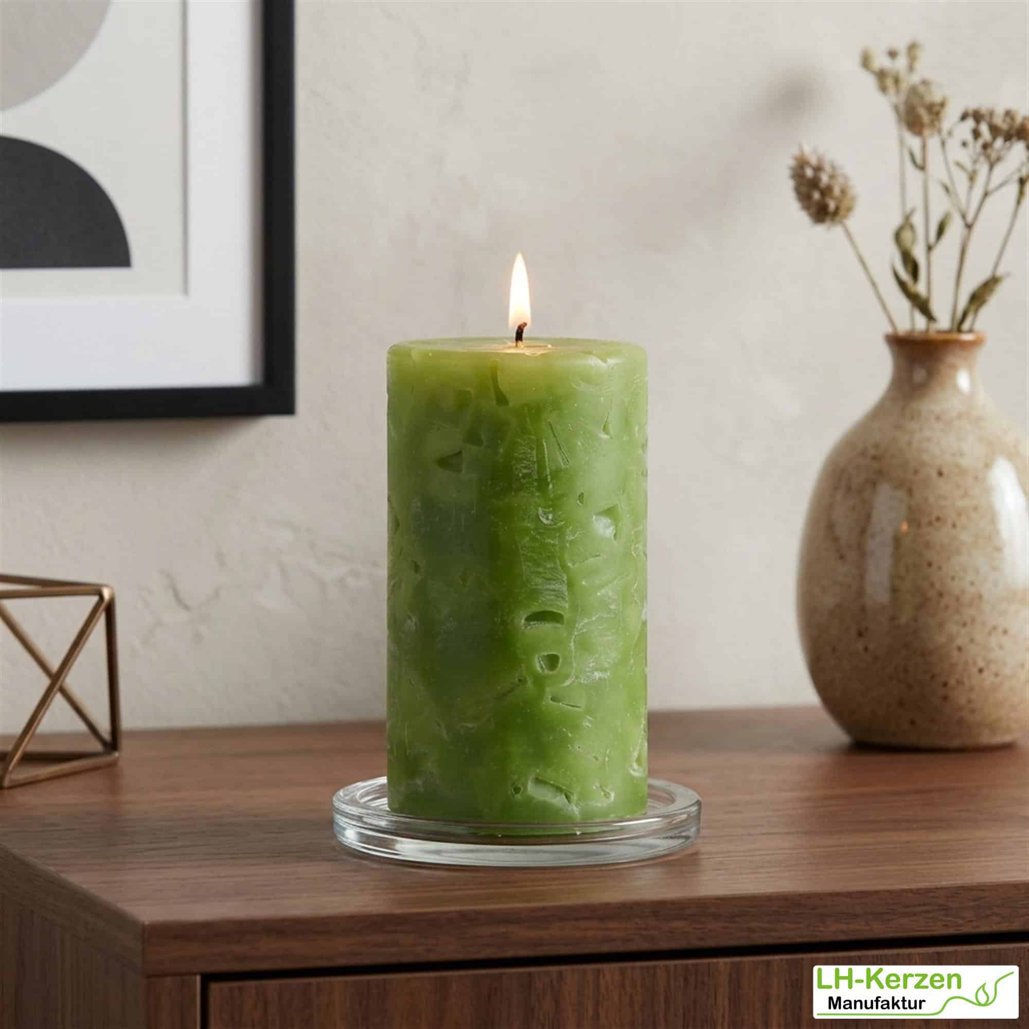 Grüne Wachswürfelkerze "Naturmosaik", handgefertigte Wachscrackerkerze personalisierbar