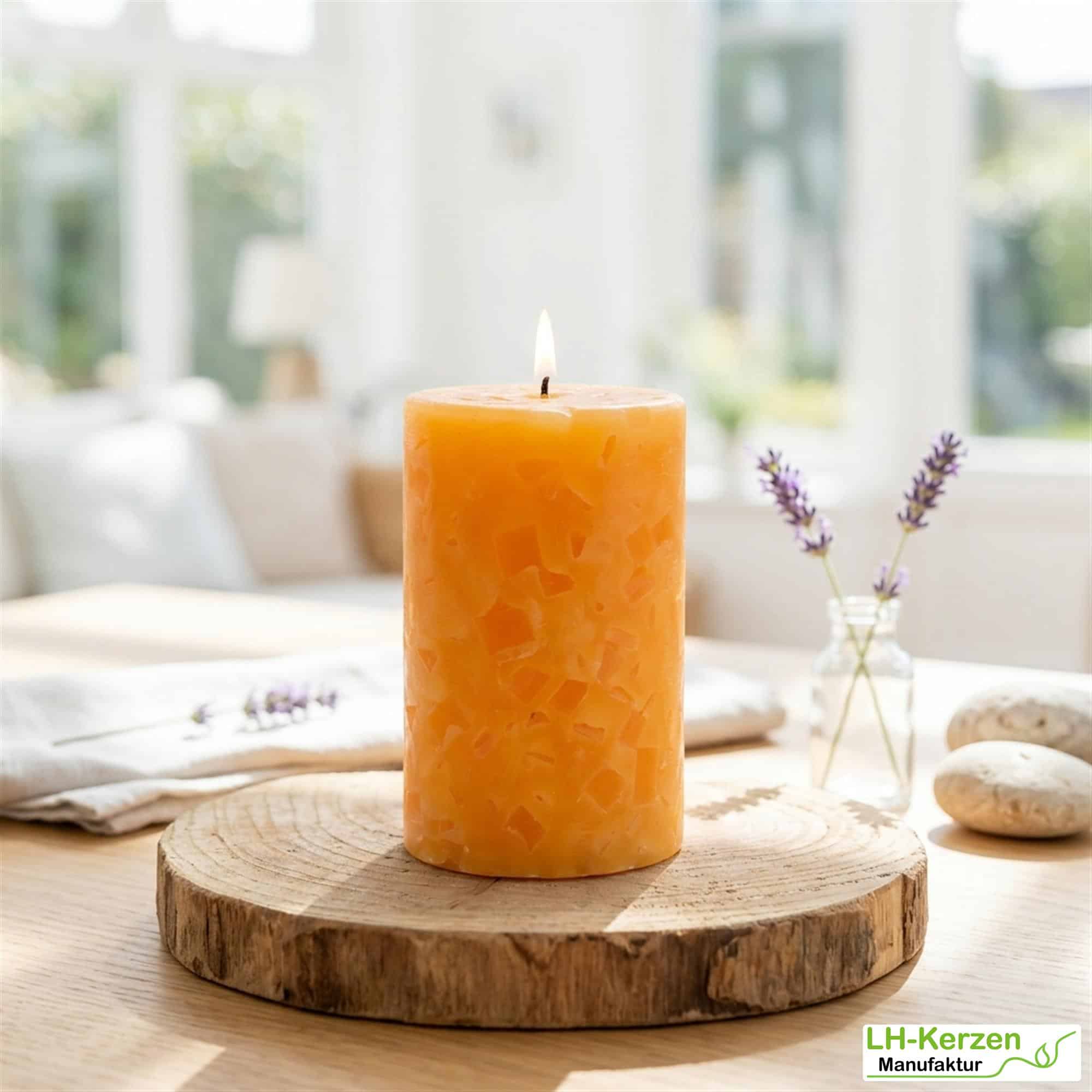 Gelbe Wachswürfelkerze "Sonnenstrahl", handgefertigte Wachscrackerkerze personalisierbar