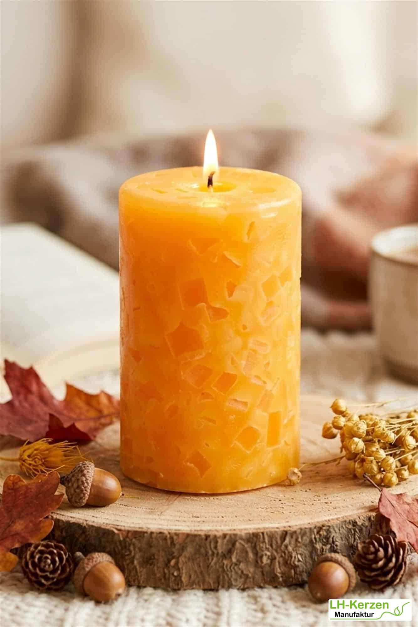 Gelbe Wachswürfelkerze "Sonnenstrahl", handgefertigte Wachscrackerkerze personalisierbar