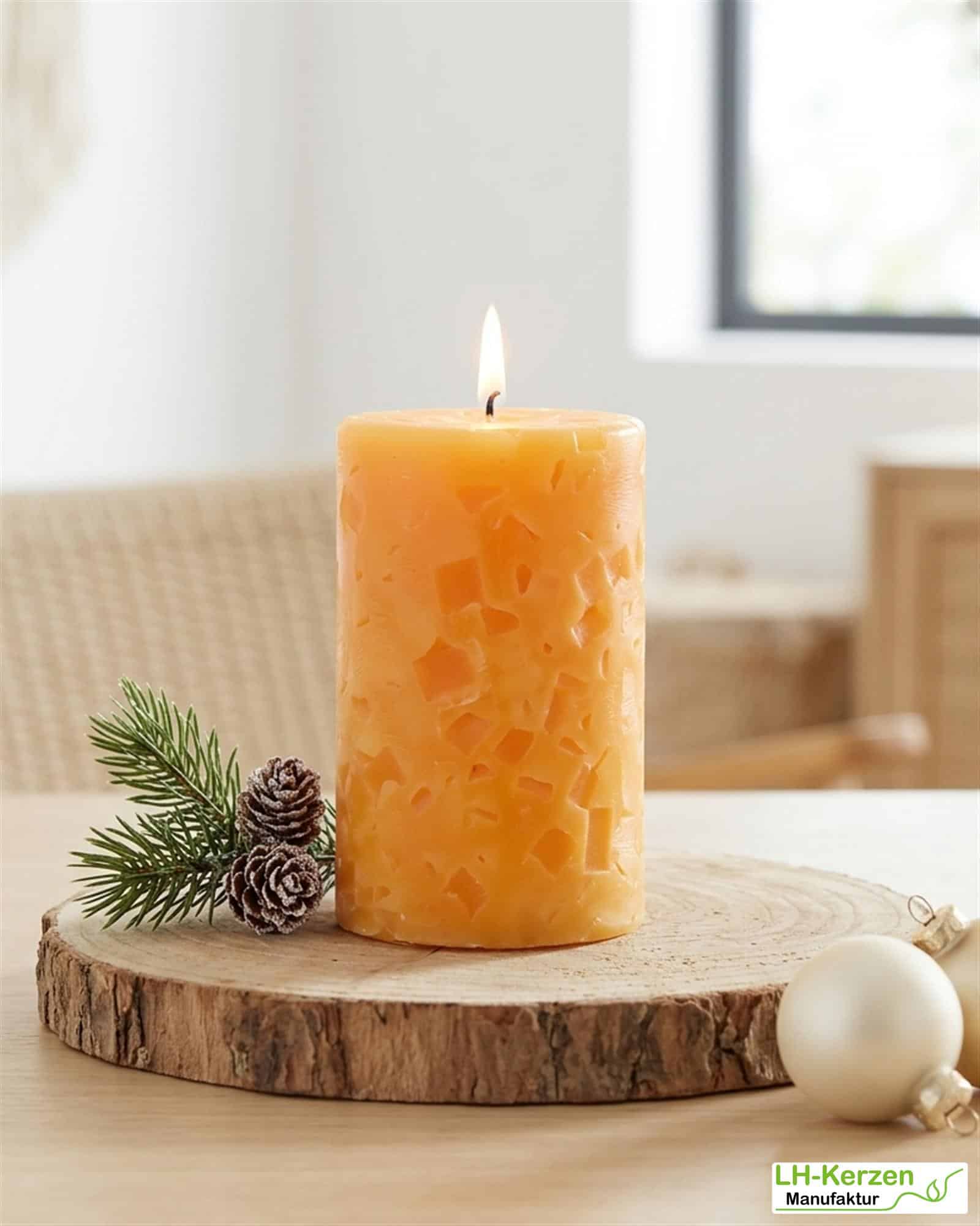 Gelbe Wachswürfelkerze "Sonnenstrahl", handgefertigte Wachscrackerkerze personalisierbar