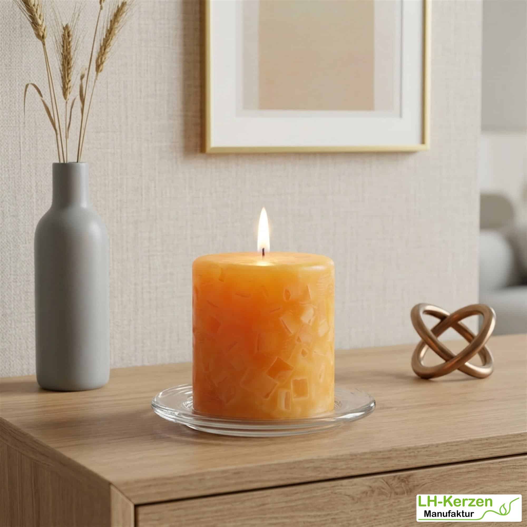 Gelbe Wachswürfelkerze "Sonnenstrahl", handgefertigte Wachscrackerkerze personalisierbar